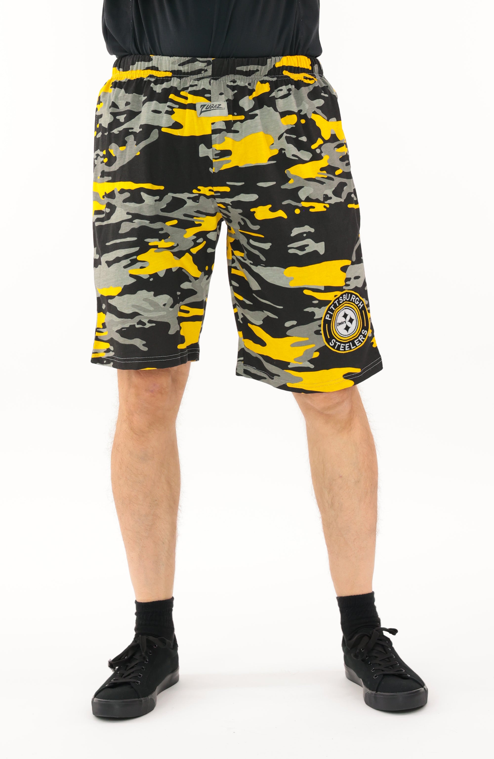 Zubaz NFL Adult Unisex Z88 Embroidered Alt Camo Shorts, Pittsburgh Steelers
