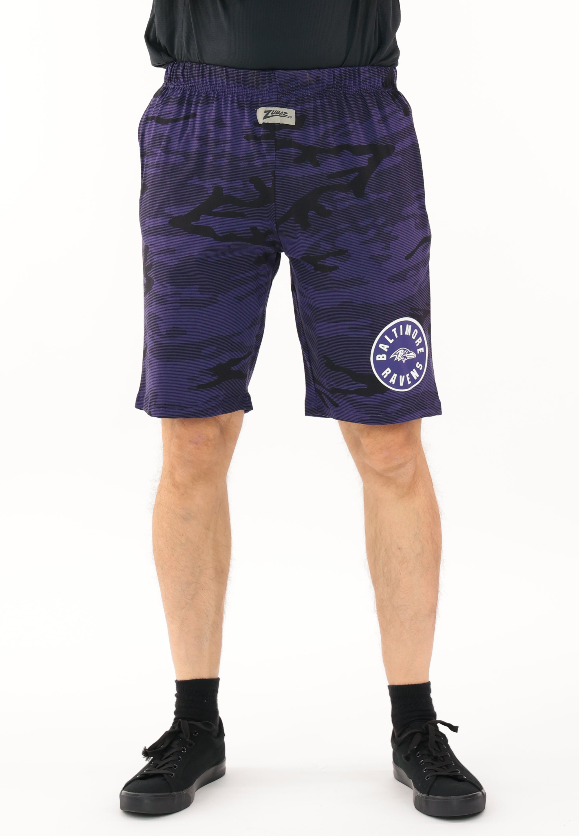 Zubaz NFL Adult Unisex Z88 Camo Lines Shorts, Baltimore Ravens