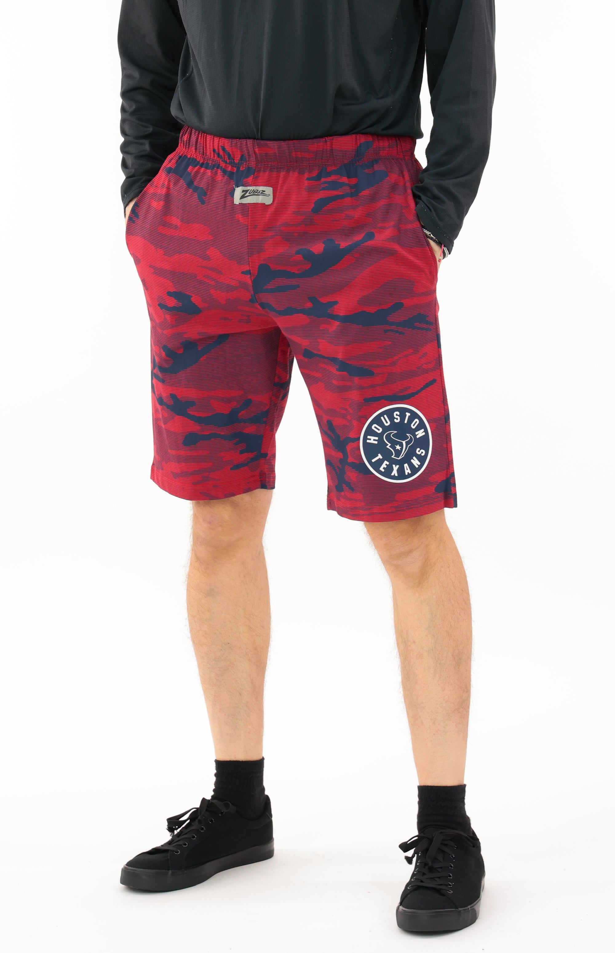 Zubaz NFL Adult Unisex Z88 Camo Lines Shorts, Houston Texans