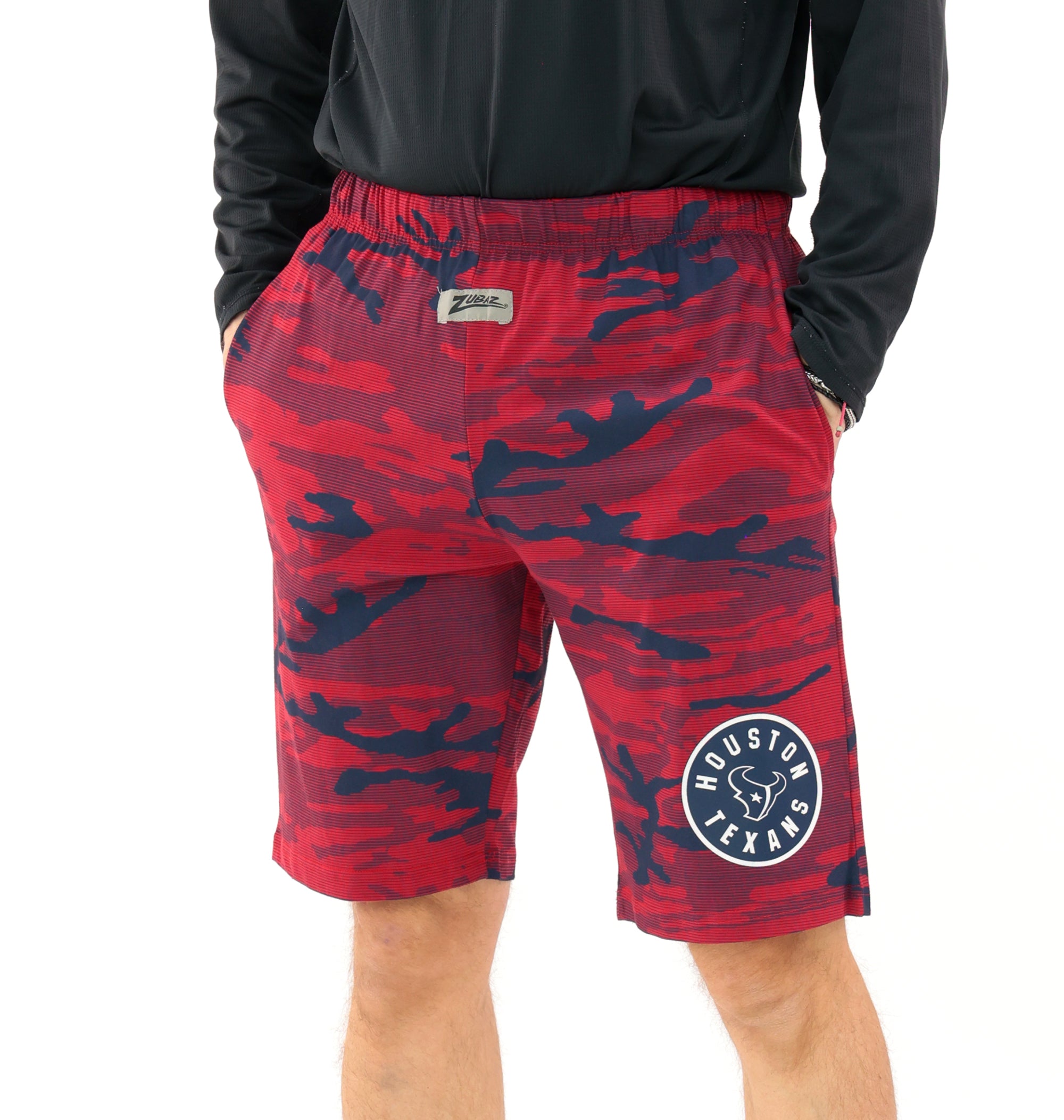 Zubaz NFL Adult Unisex Z88 Camo Lines Shorts, Houston Texans