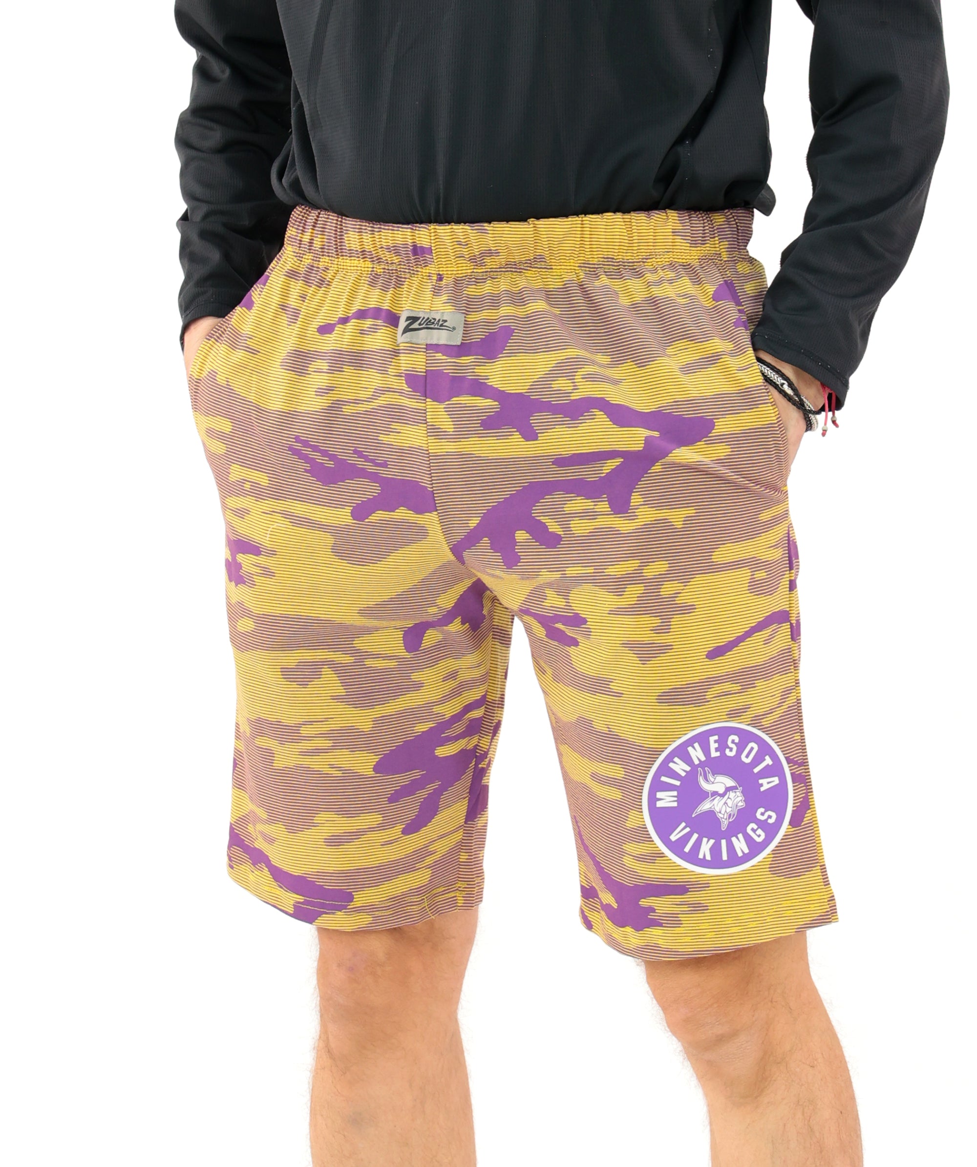 Zubaz NFL Adult Unisex Z88 Camo Lines Shorts, Minnesota Vikings