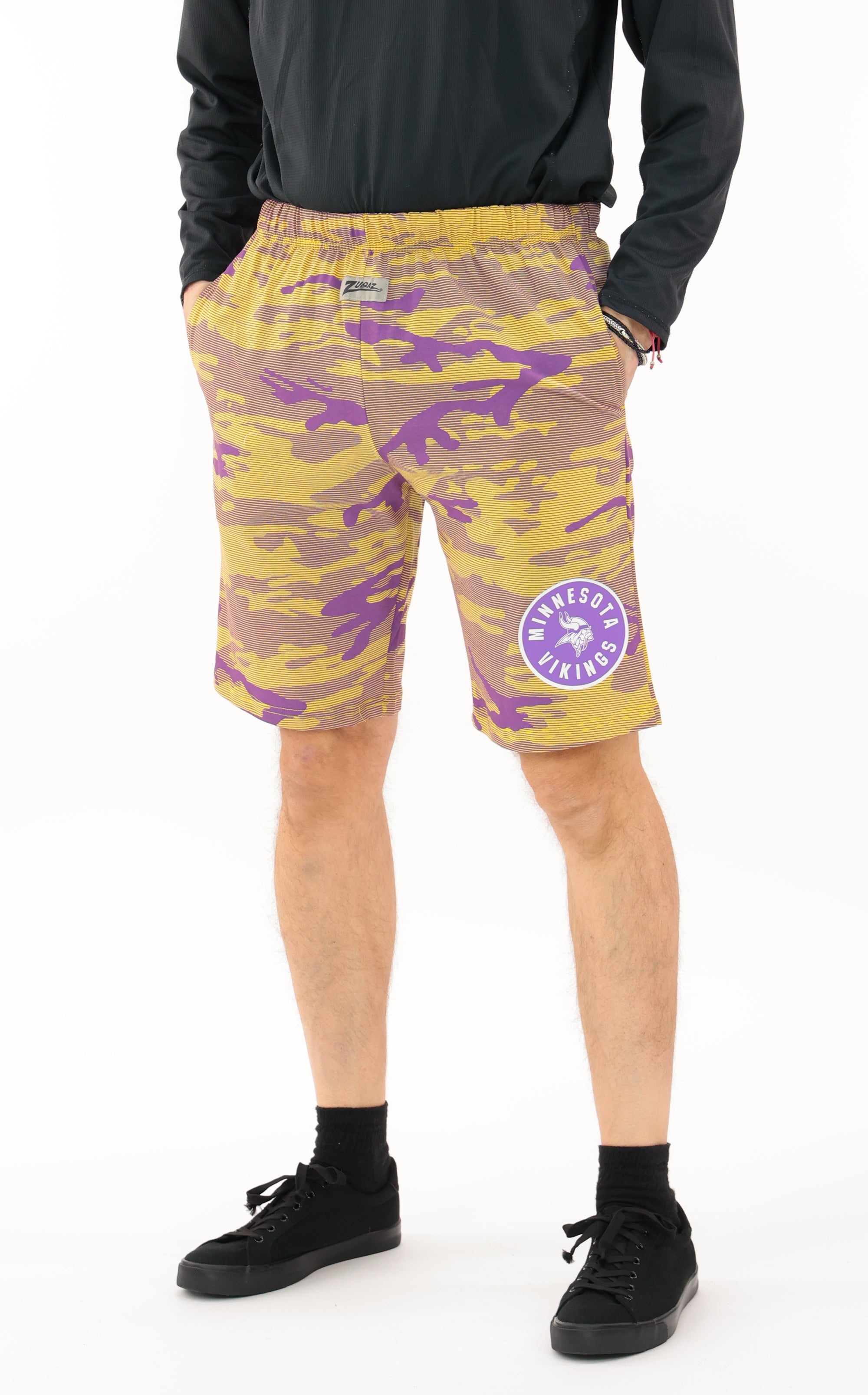 Zubaz NFL Adult Unisex Z88 Camo Lines Shorts, Minnesota Vikings