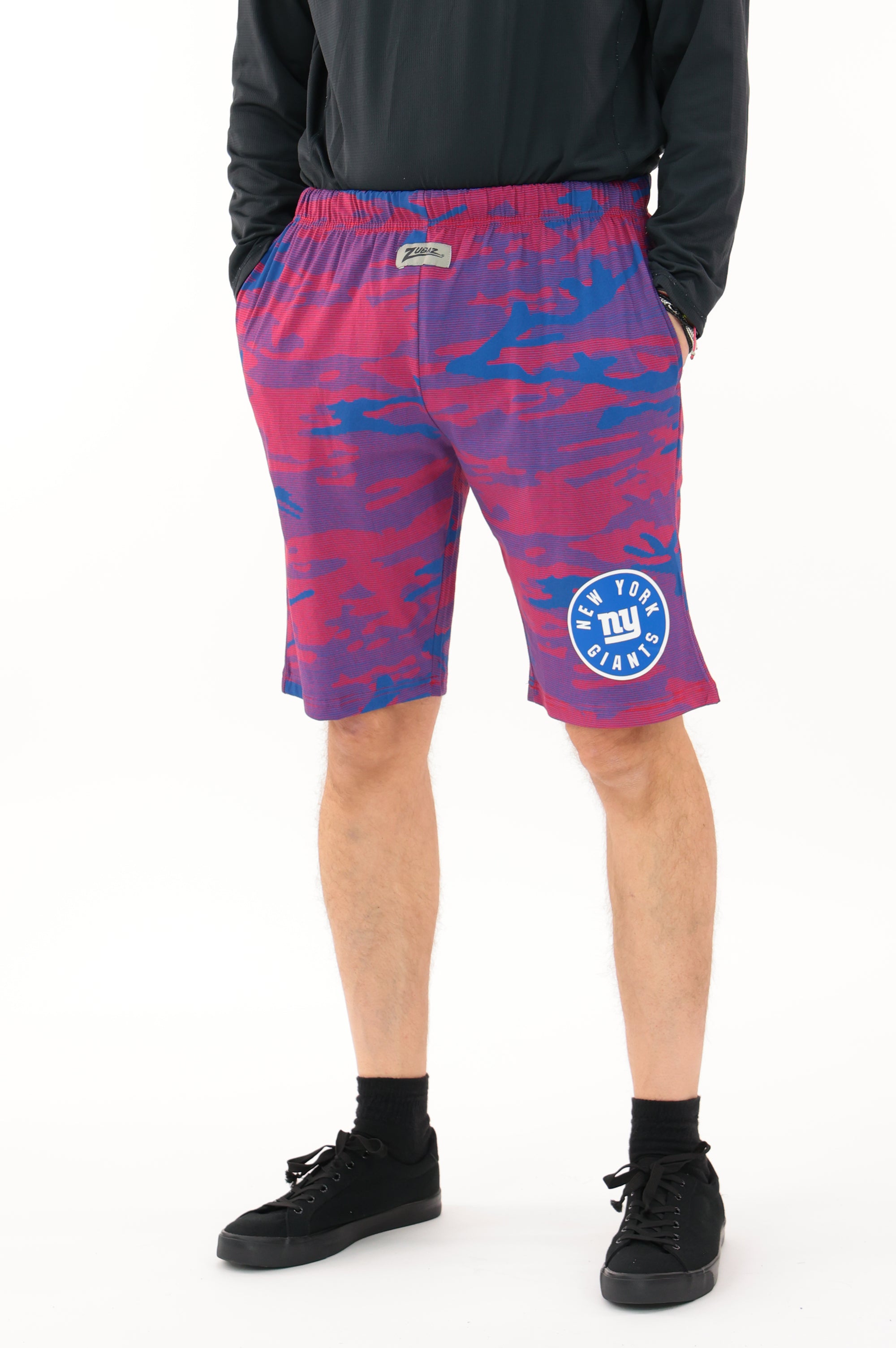 Zubaz NFL Adult Unisex Z88 Camo Lines Shorts, New York Giants