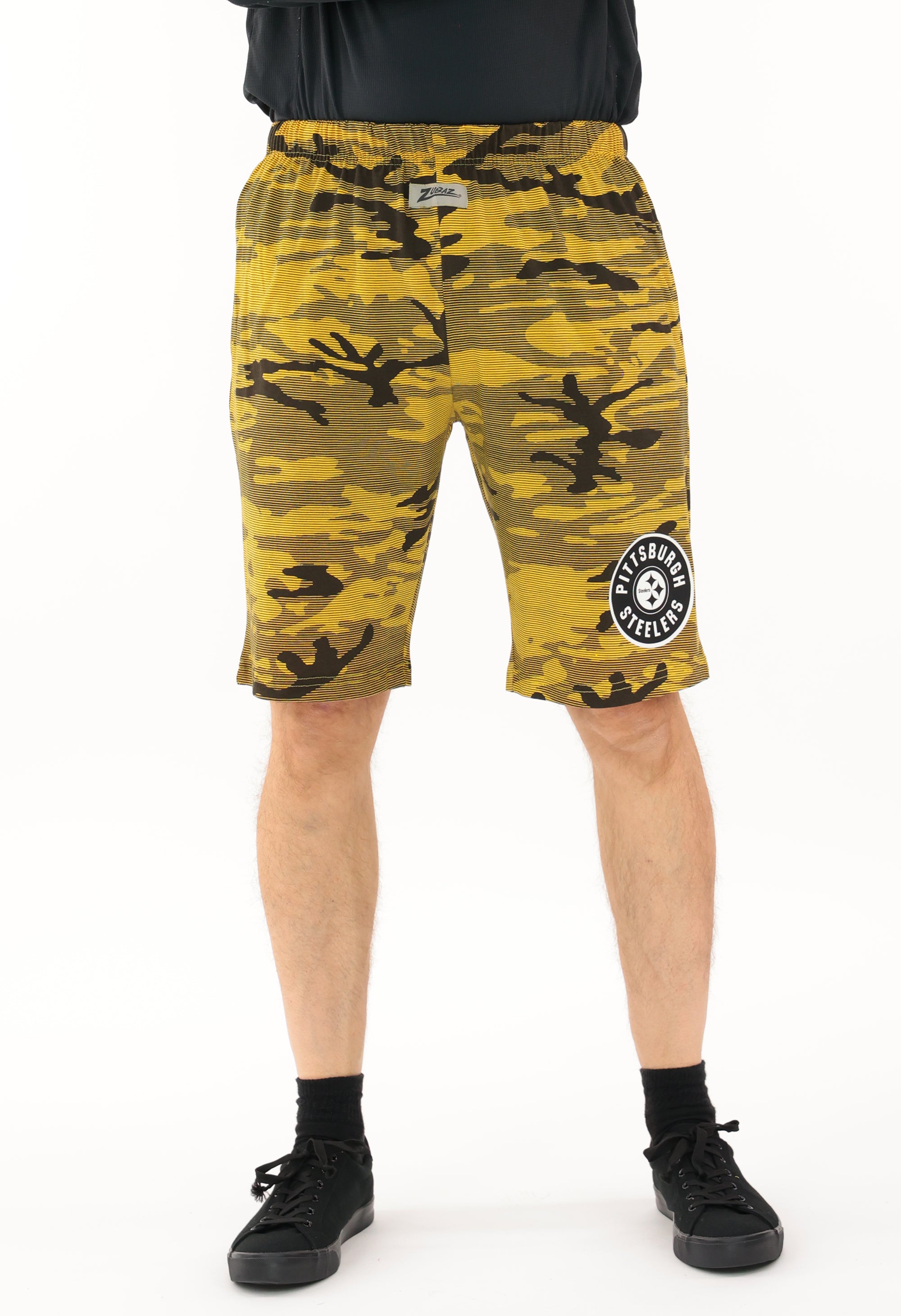Zubaz NFL Adult Unisex Z88 Camo Lines Shorts, Pittsburgh Steelers