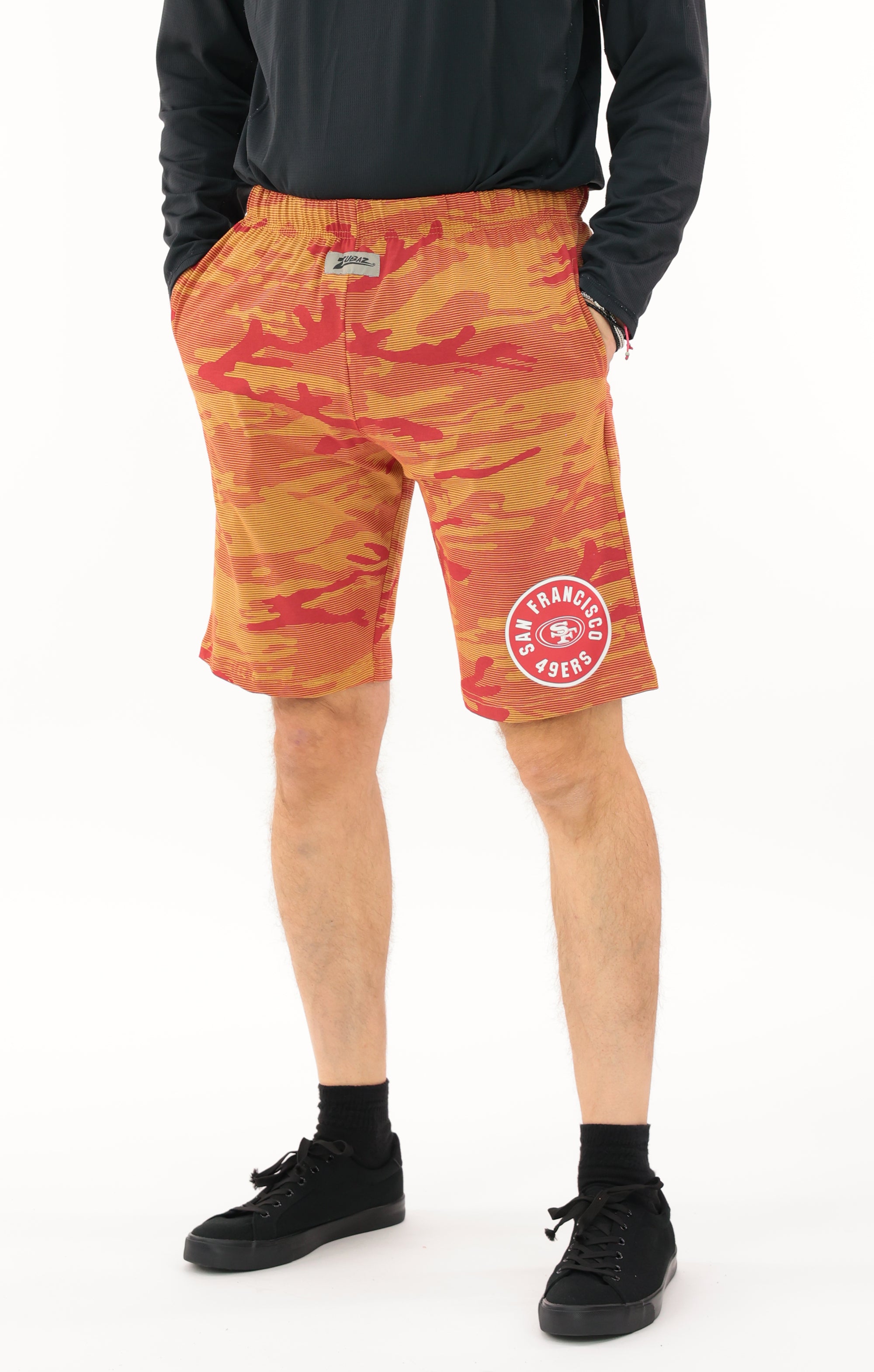 Zubaz NFL Adult Unisex Z88 Camo Lines Shorts, San Francisco 49ers