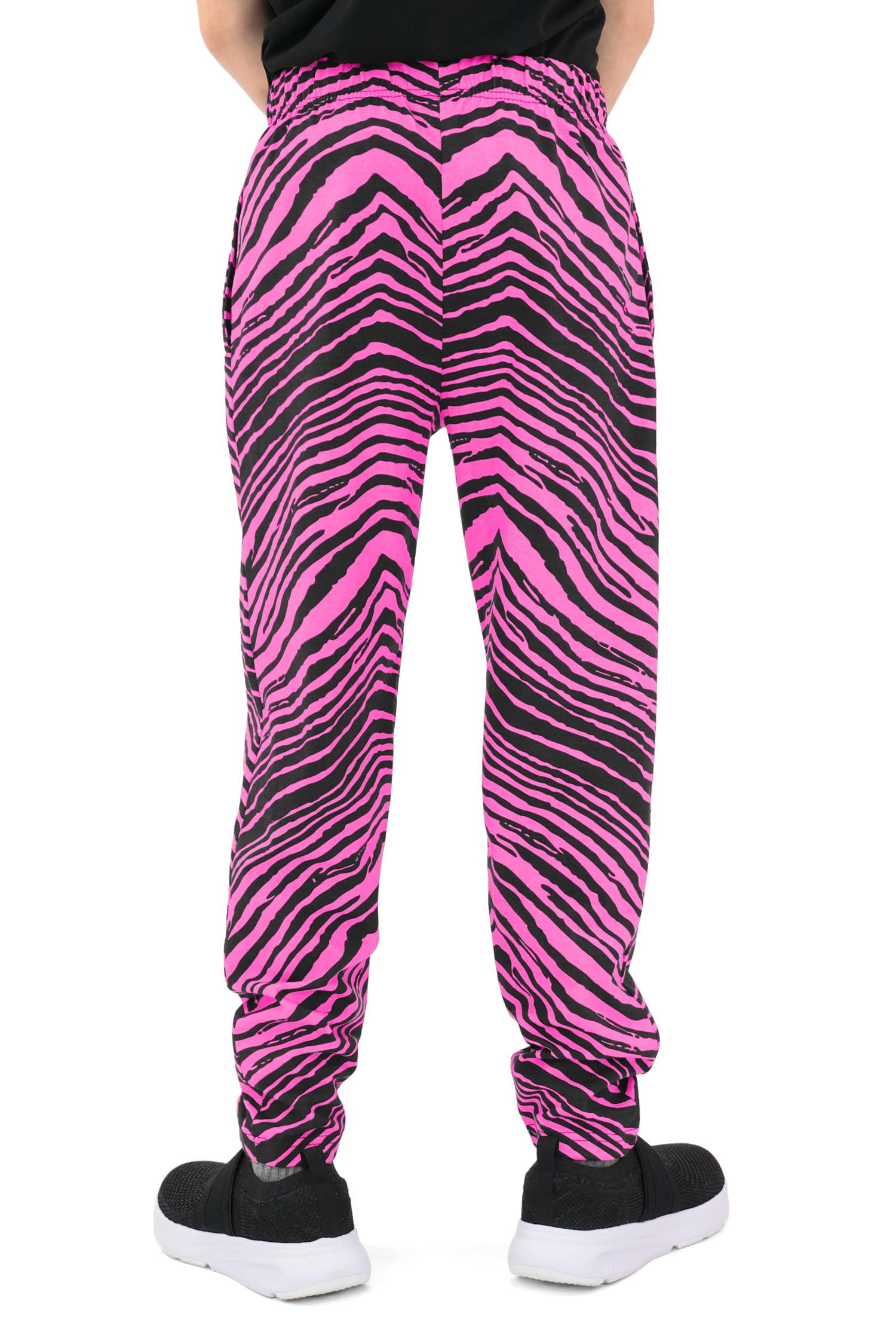Zubaz Youth Unisex Z88 2 Color Zebra Pant, BLACK/FLUORESCENT PINK
