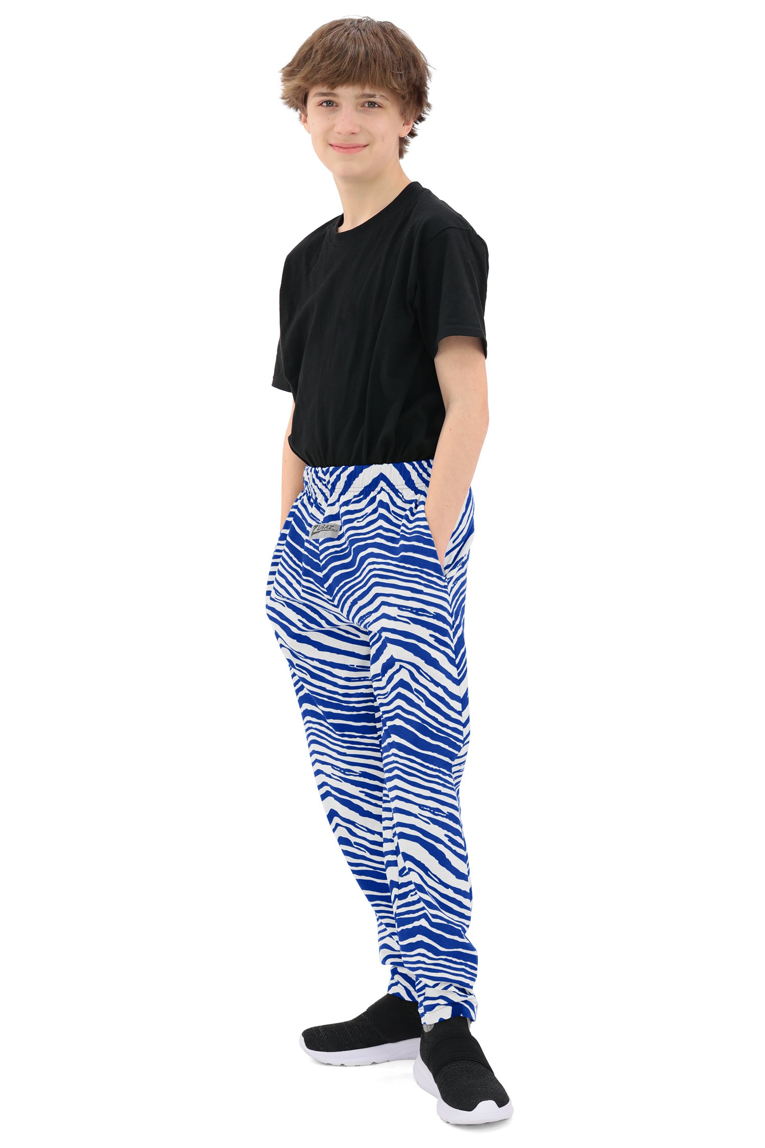 Zubaz Youth Unisex Z88 2 Color Zebra Pant, ROYAL/WHITE