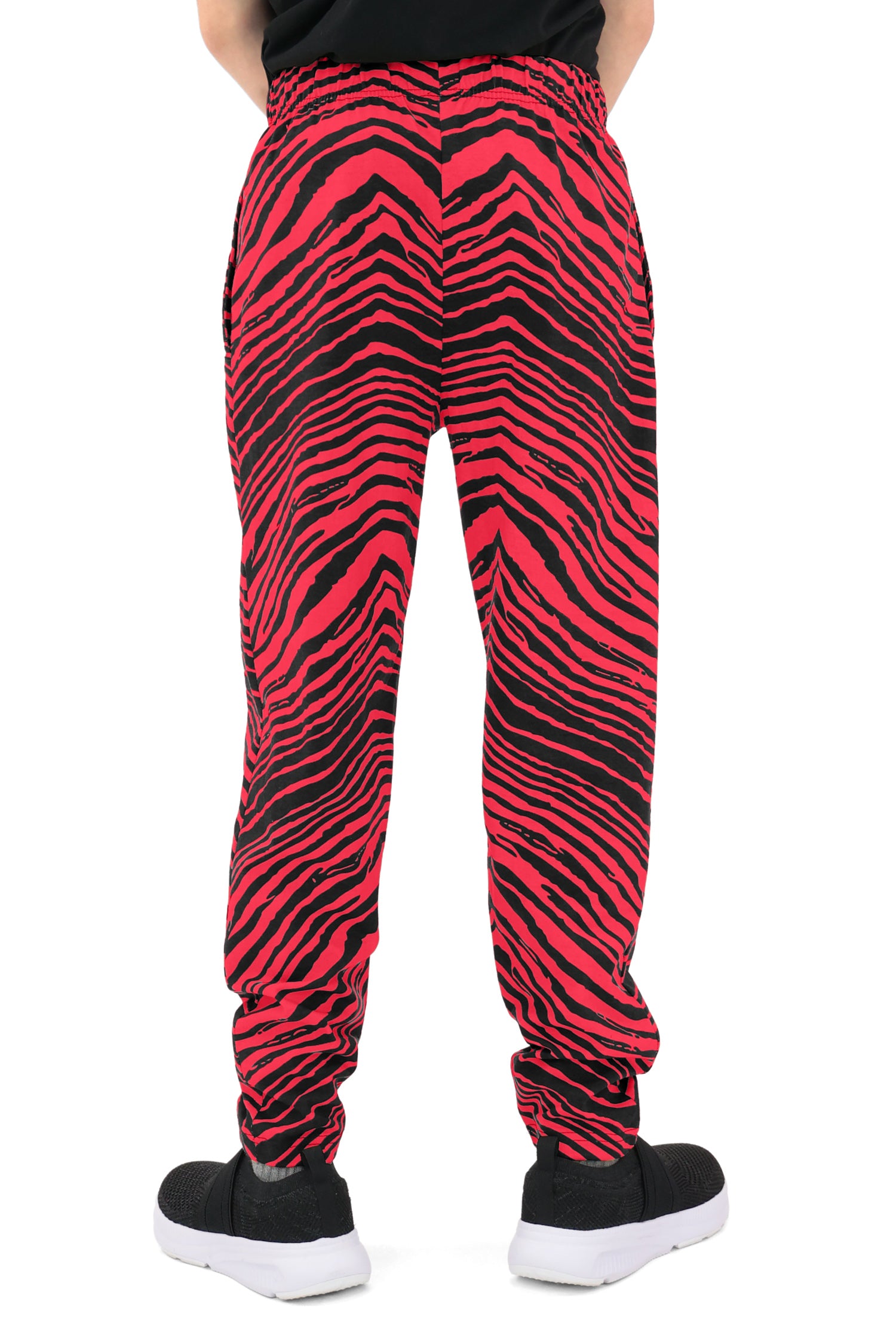 Zubaz Youth Unisex Z88 2 Color Zebra Pant, BLACK/RED