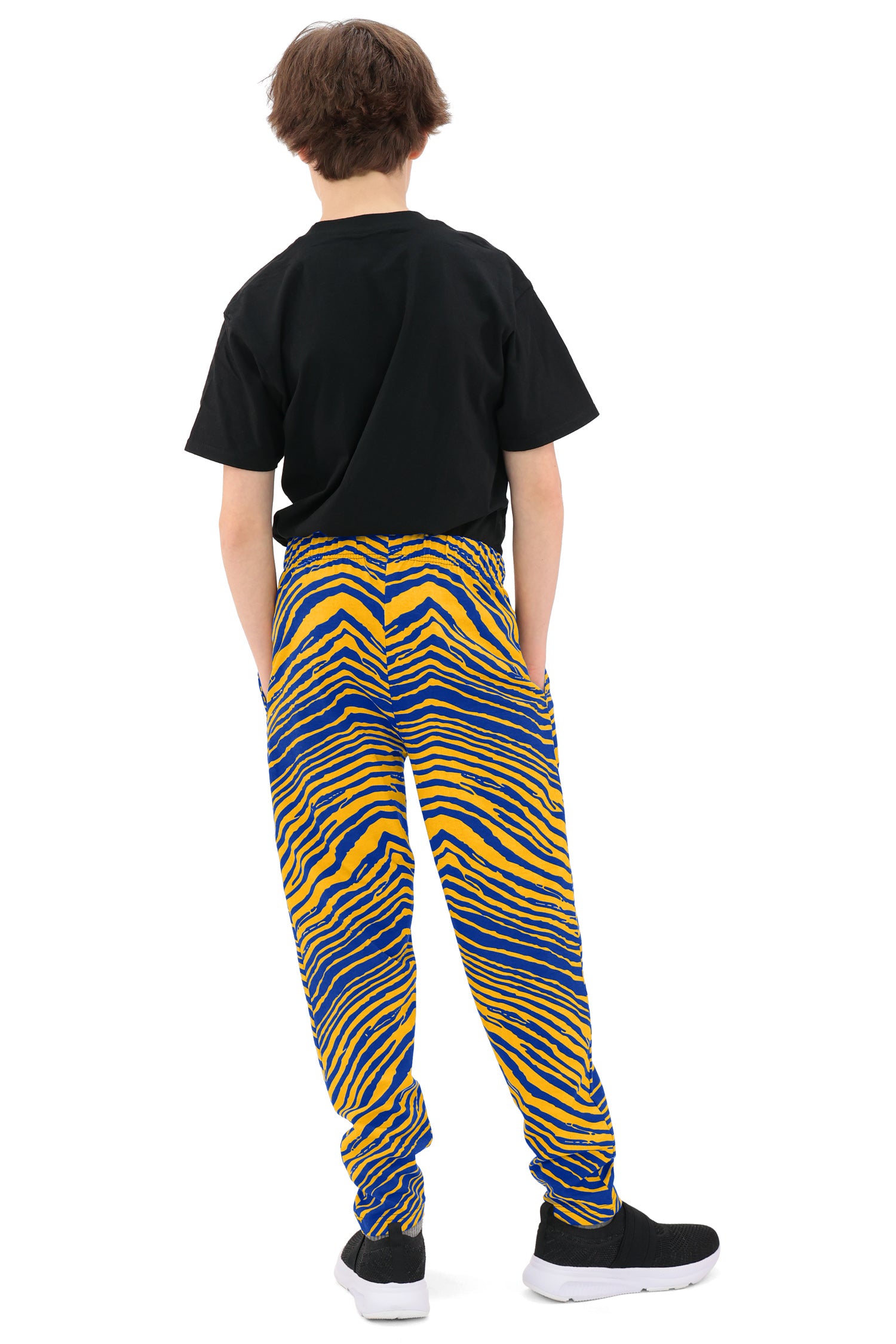Zubaz Youth Unisex Z88 2 Color Zebra Pant, ROYAL/GOLD