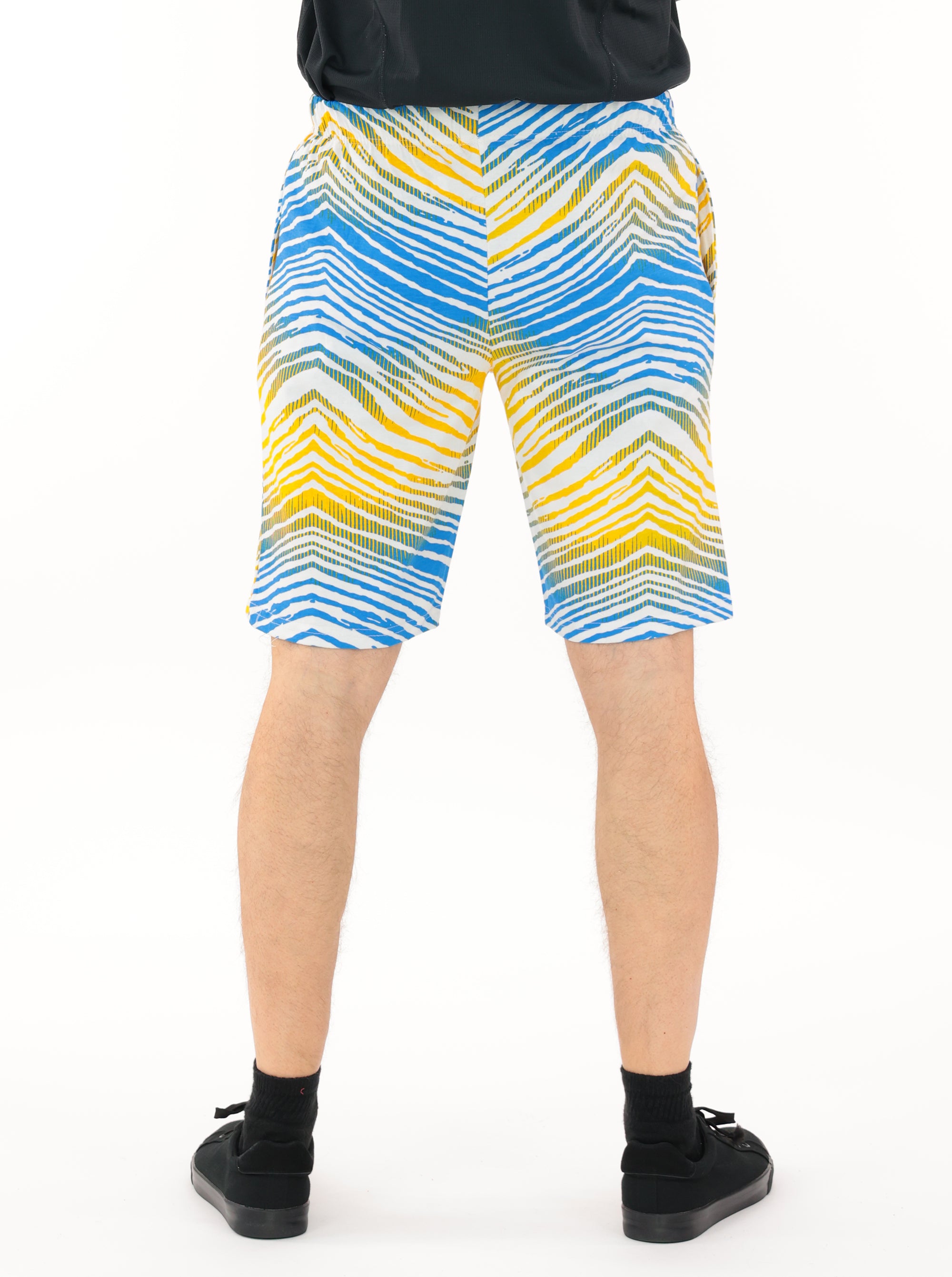 Zubaz NFL Adult Unisex Z88 Embroidered Zebra Ombre TMC Shorts, Los Angeles Chargers