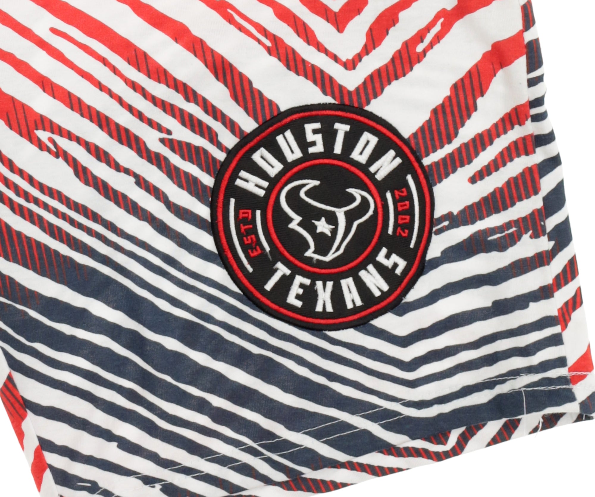 Zubaz NFL Adult Unisex Z88 Embroidered Zebra Ombre TMC Shorts, Houston Texans