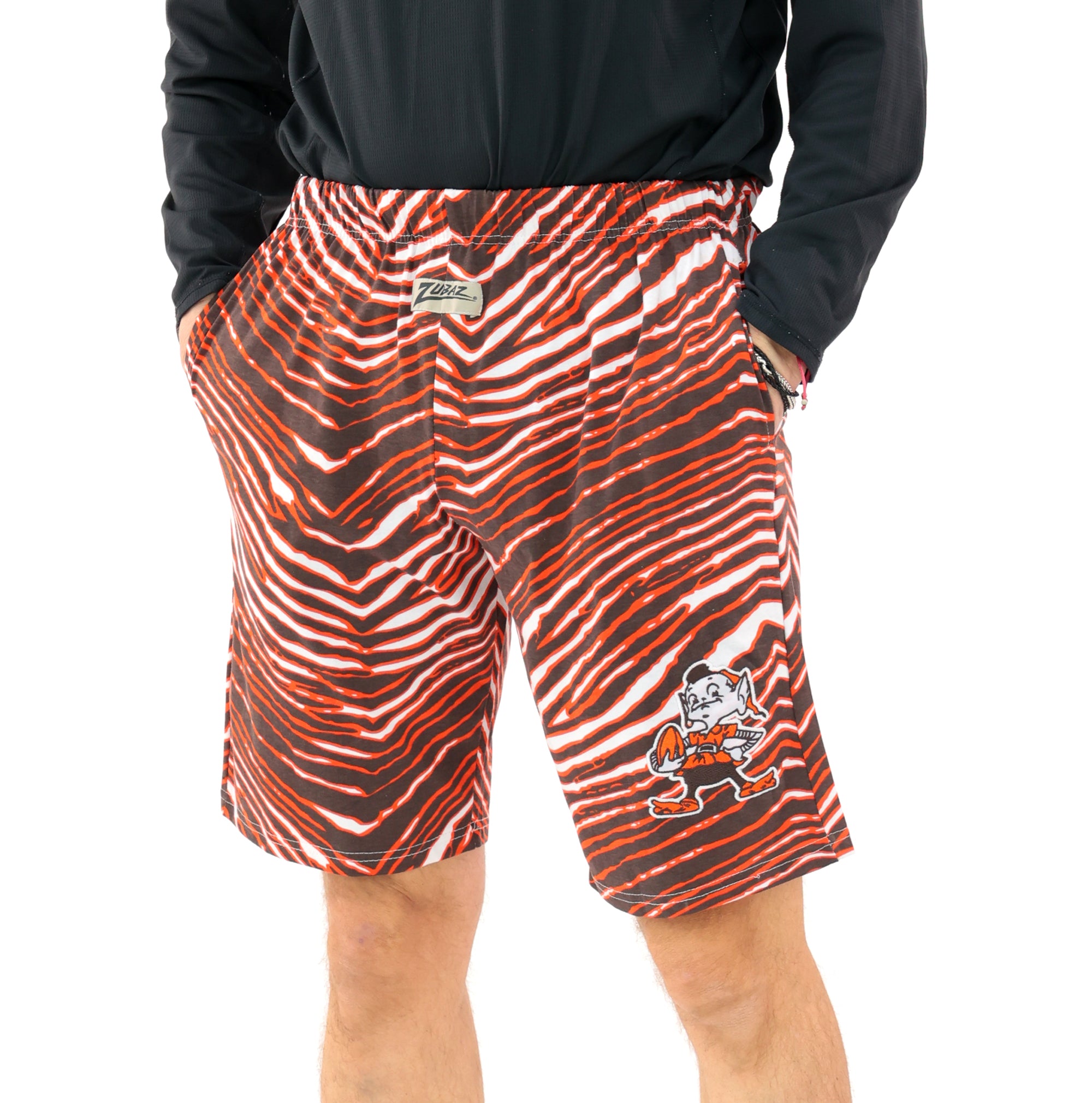 パンツ F.C.R.B. COLOR BLOCK PRACTICE SHORTS Zubaz NFL Z88 Short, Classic Colors & Marks, CLEVELAND BROWNS