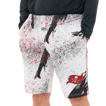 Zubaz NFL Adult Unisex Z88 Embroidered Confetti 3 Team Color Shorts, Tampa Bay Buccaneers