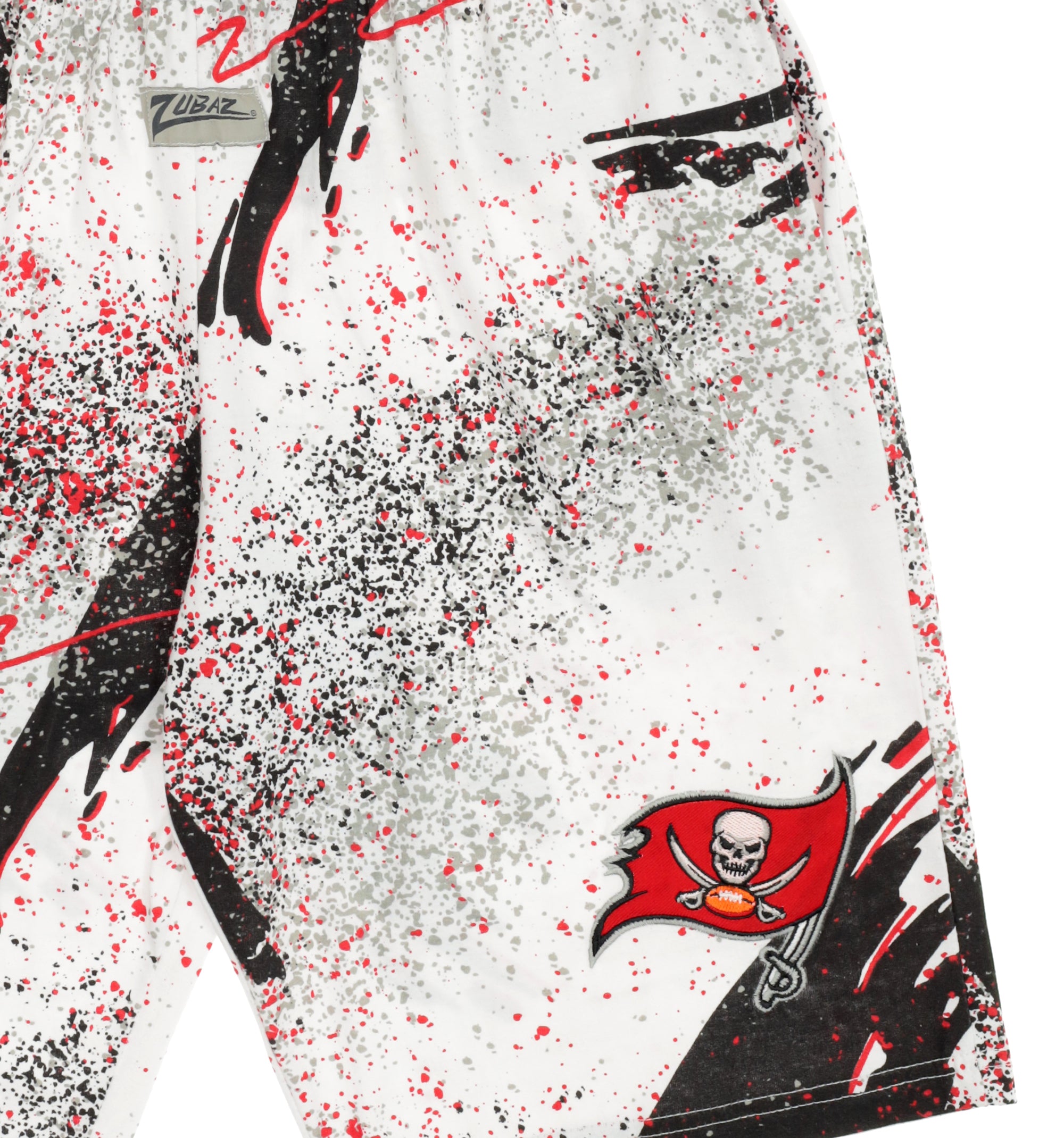Zubaz NFL Adult Unisex Z88 Embroidered Confetti 3 Team Color Shorts, Tampa Bay Buccaneers