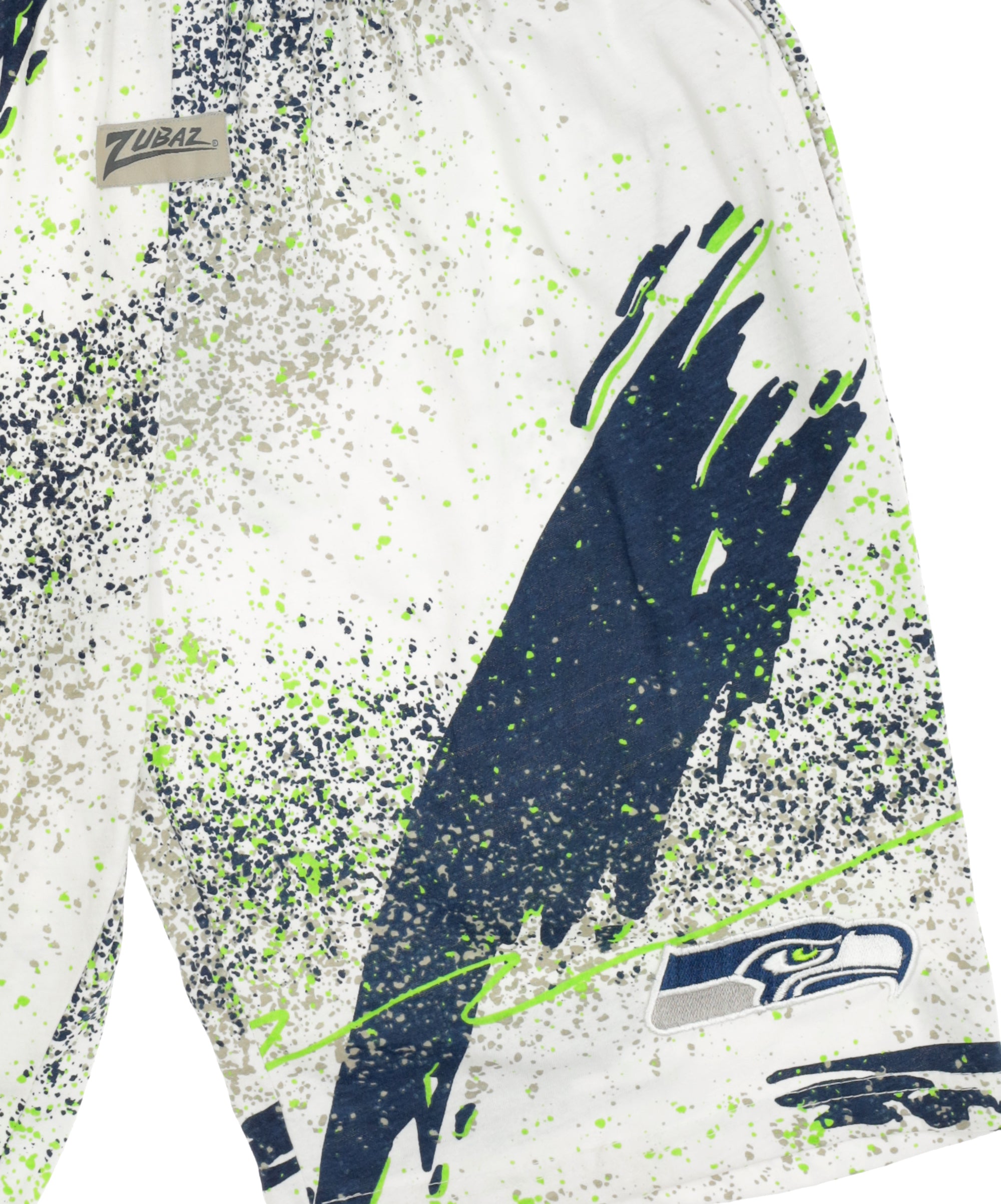 Zubaz NFL Adult Unisex Z88 Embroidered Confetti 3 Team Color Shorts, Seattle Seahawks
