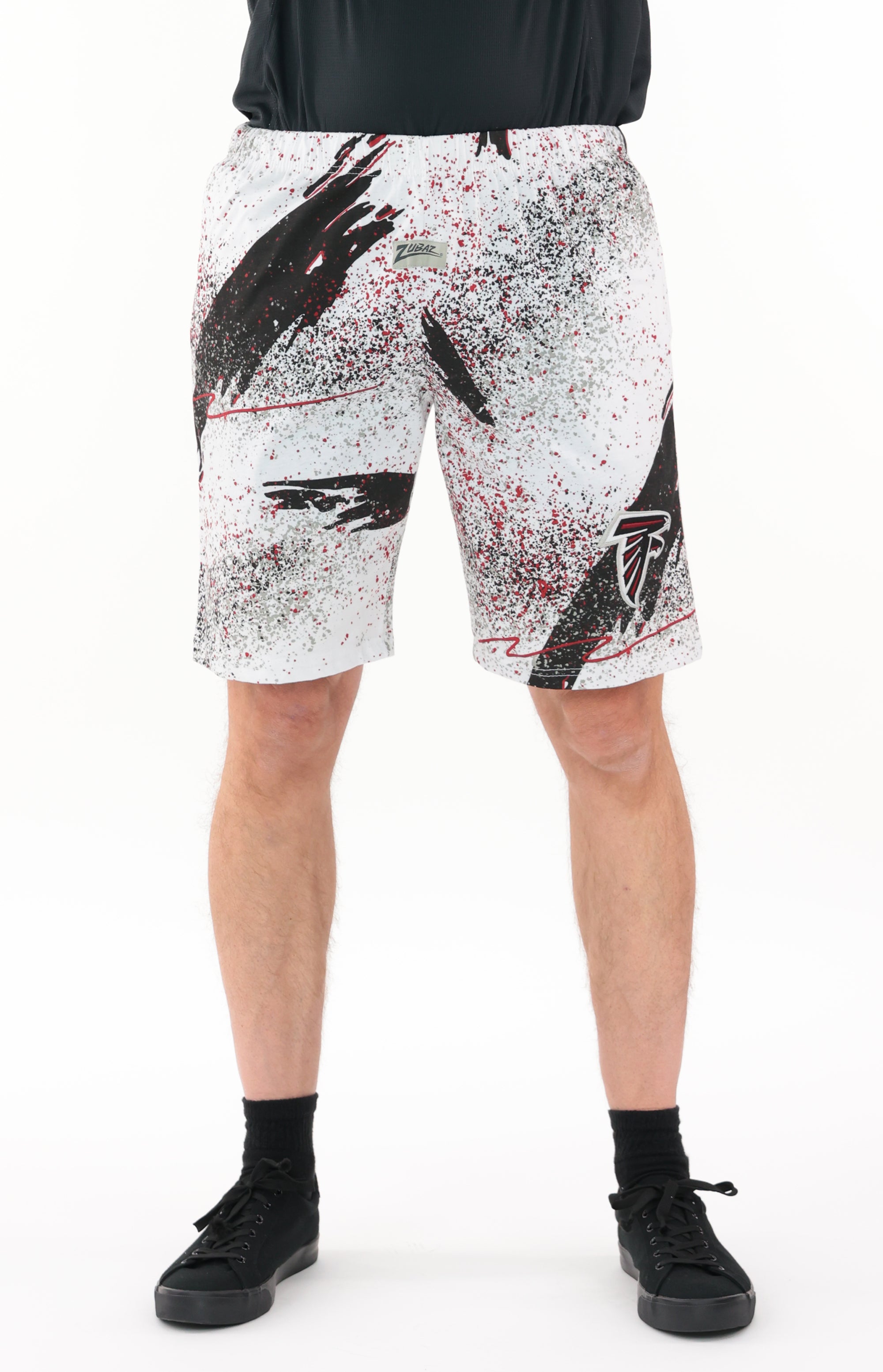 Zubaz NFL Adult Unisex Z88 Embroidered Confetti 3 Team Color Shorts, Atlanta Falcons