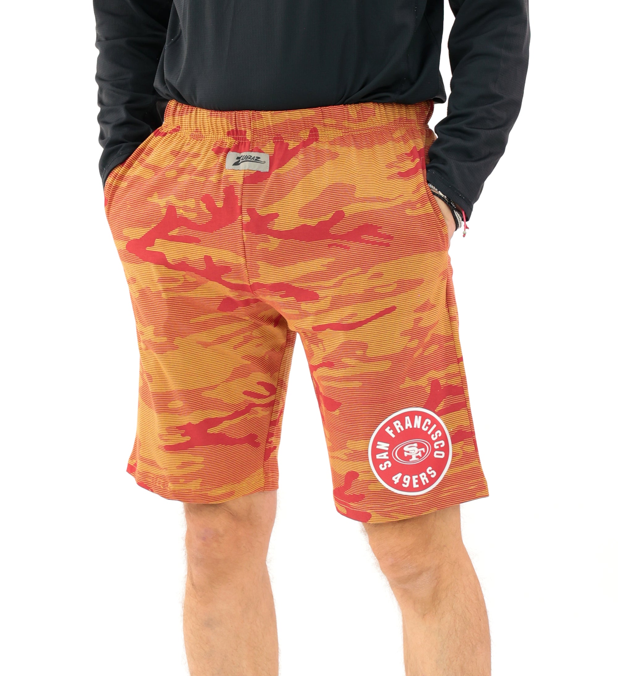 Zubaz NFL Adult Unisex Z88 Camo Lines Shorts, San Francisco 49ers