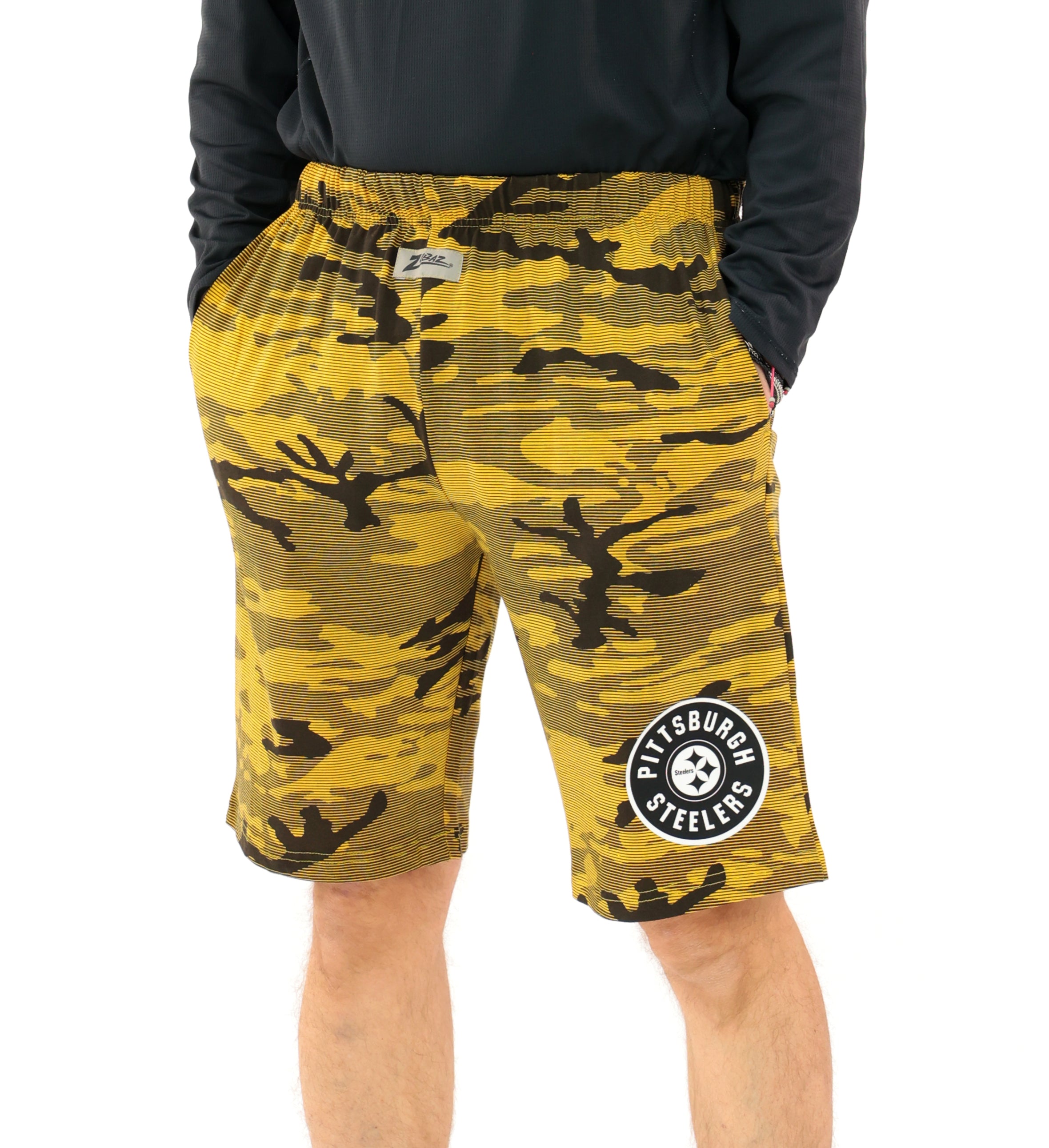 Zubaz NFL Adult Unisex Z88 Camo Lines Shorts, Pittsburgh Steelers