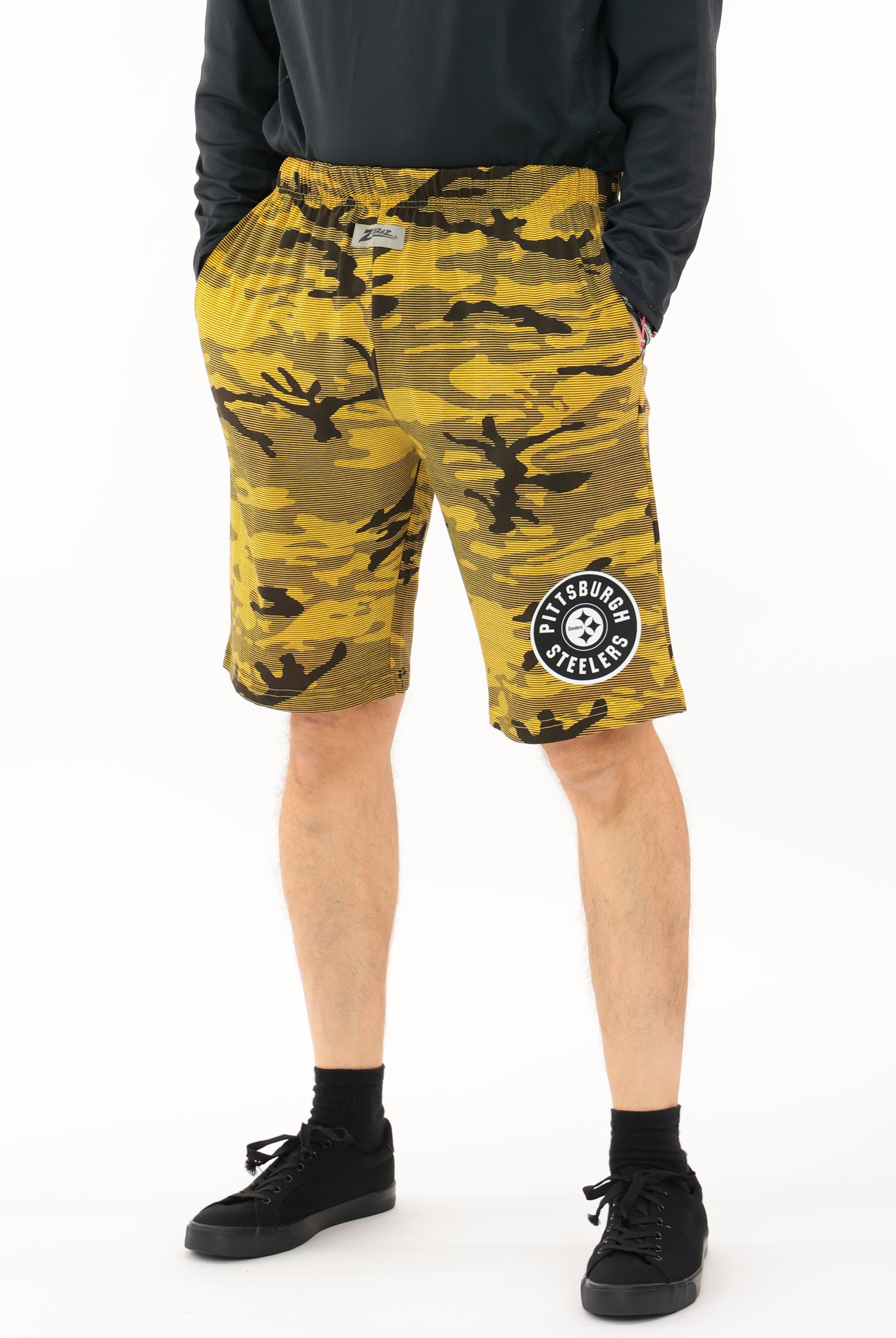 Zubaz NFL Adult Unisex Z88 Camo Lines Shorts, Pittsburgh Steelers