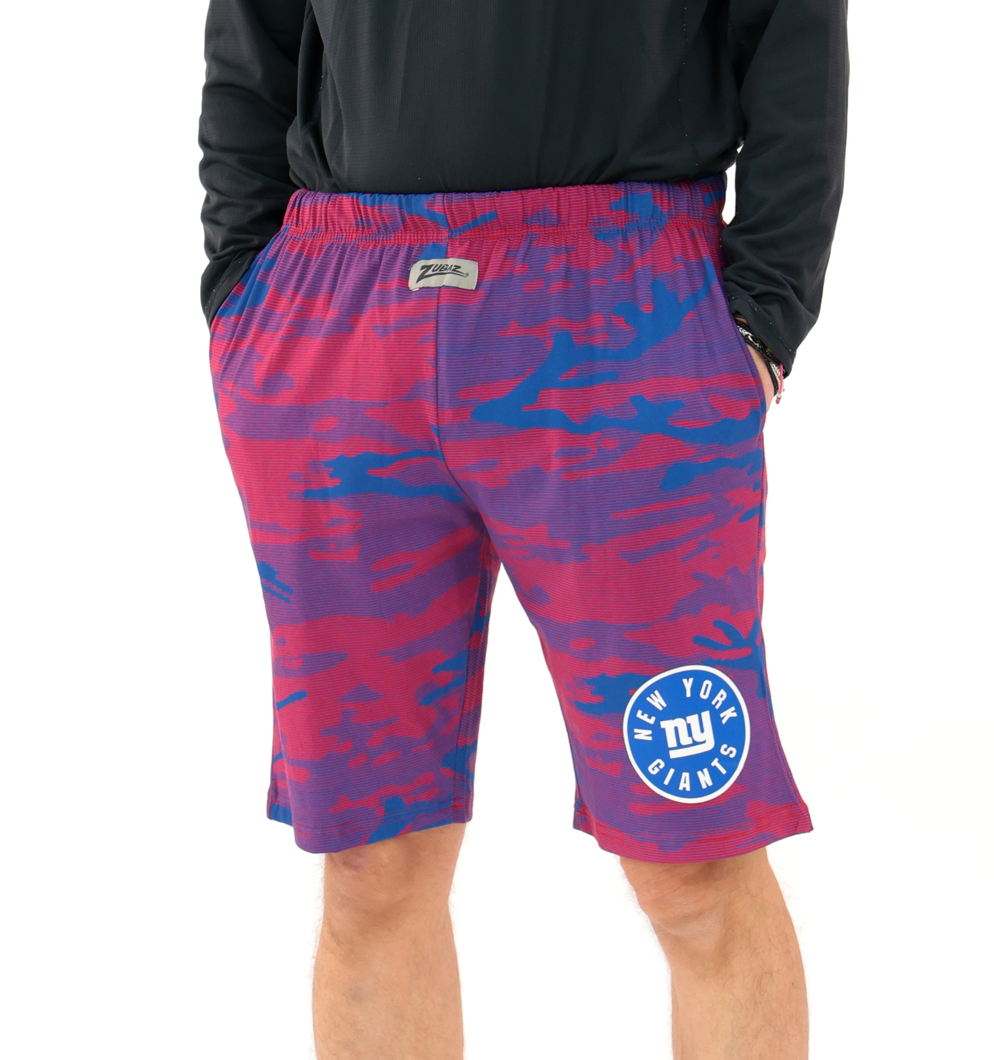 Zubaz NFL Adult Unisex Z88 Camo Lines Shorts, New York Giants