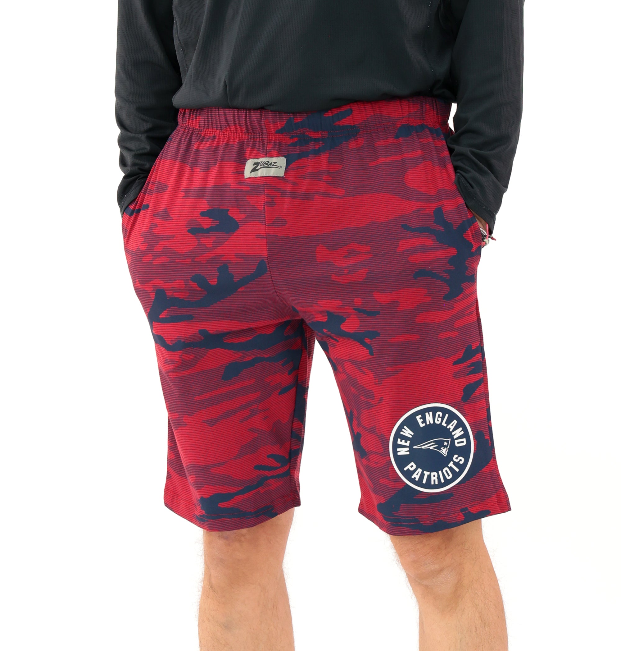 Zubaz NFL Adult Unisex Z88 Camo Lines Shorts, New England Patriots