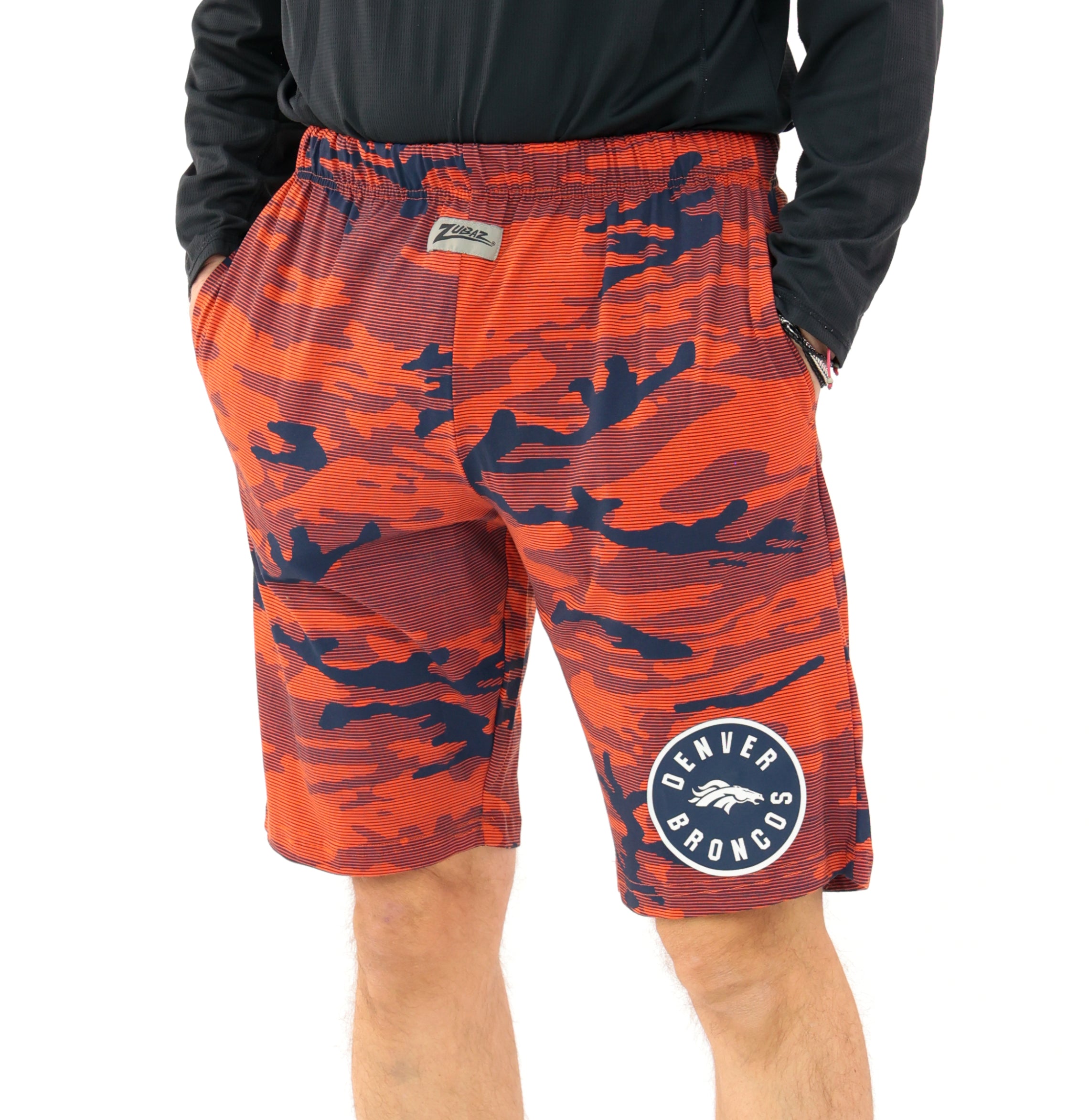 Zubaz NFL Adult Unisex Z88 Camo Lines Shorts, Denver Broncos