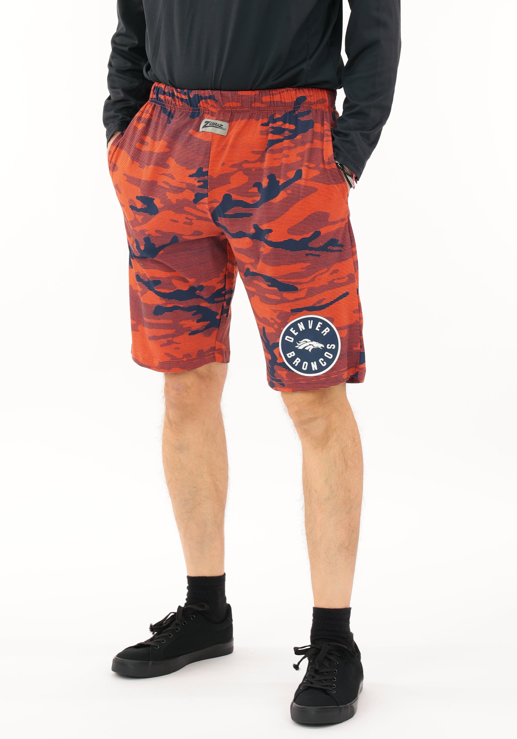 Zubaz NFL Adult Unisex Z88 Camo Lines Shorts, Denver Broncos