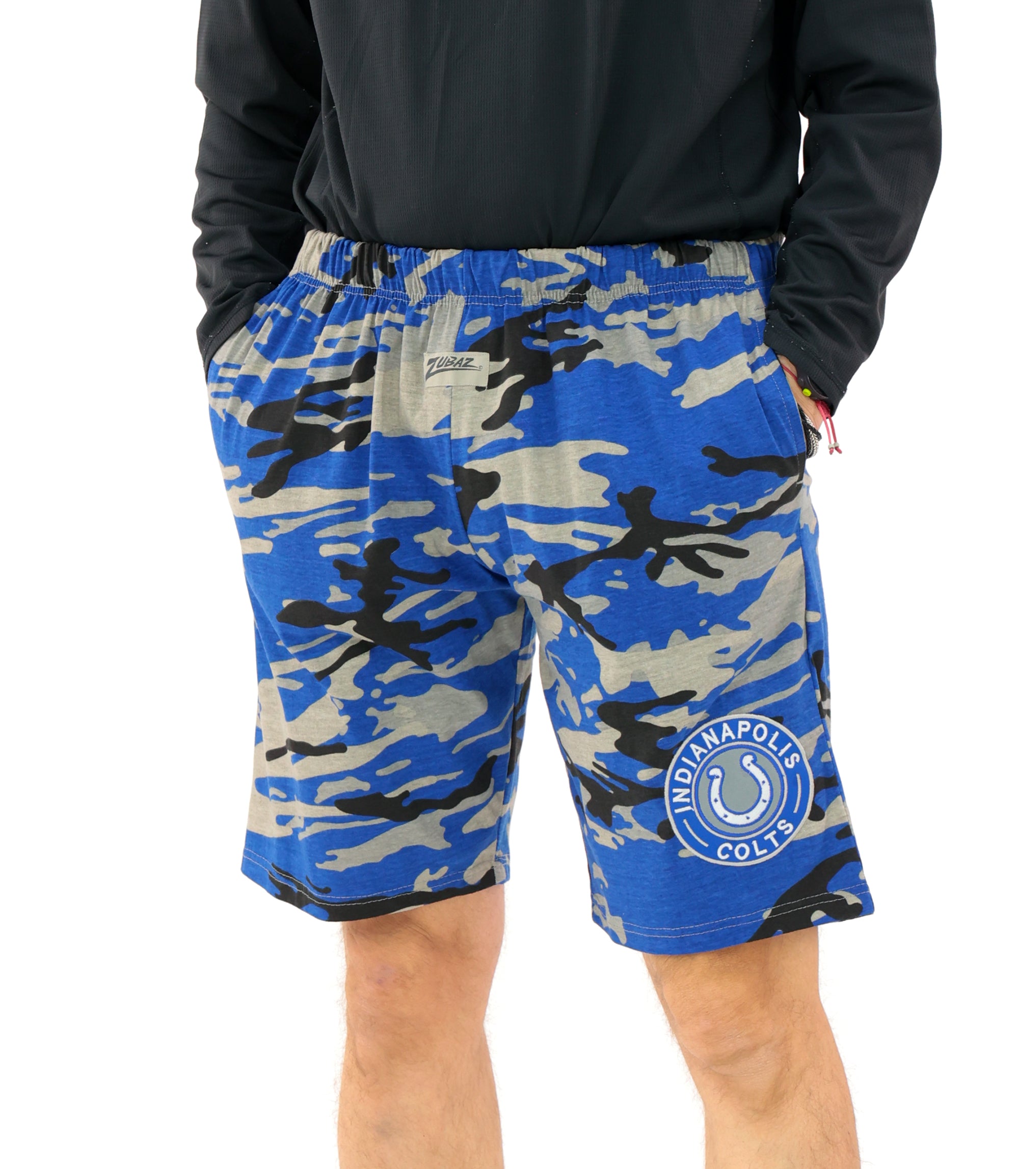 Zubaz NFL Adult Unisex Z88 Embroidered Alt Camo Shorts, Indianapolis Colts