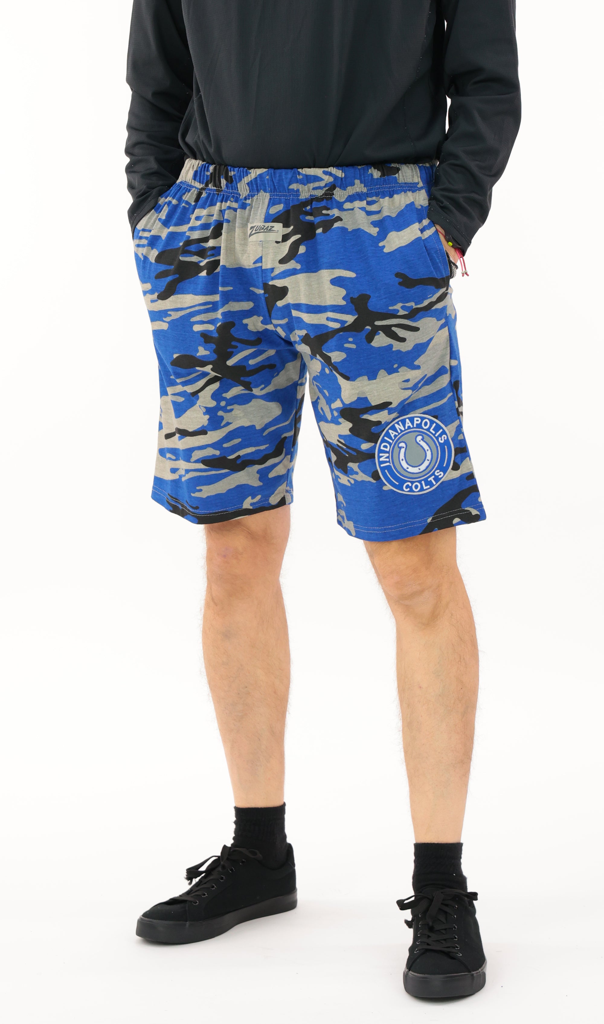 Zubaz NFL Adult Unisex Z88 Embroidered Alt Camo Shorts, Indianapolis Colts