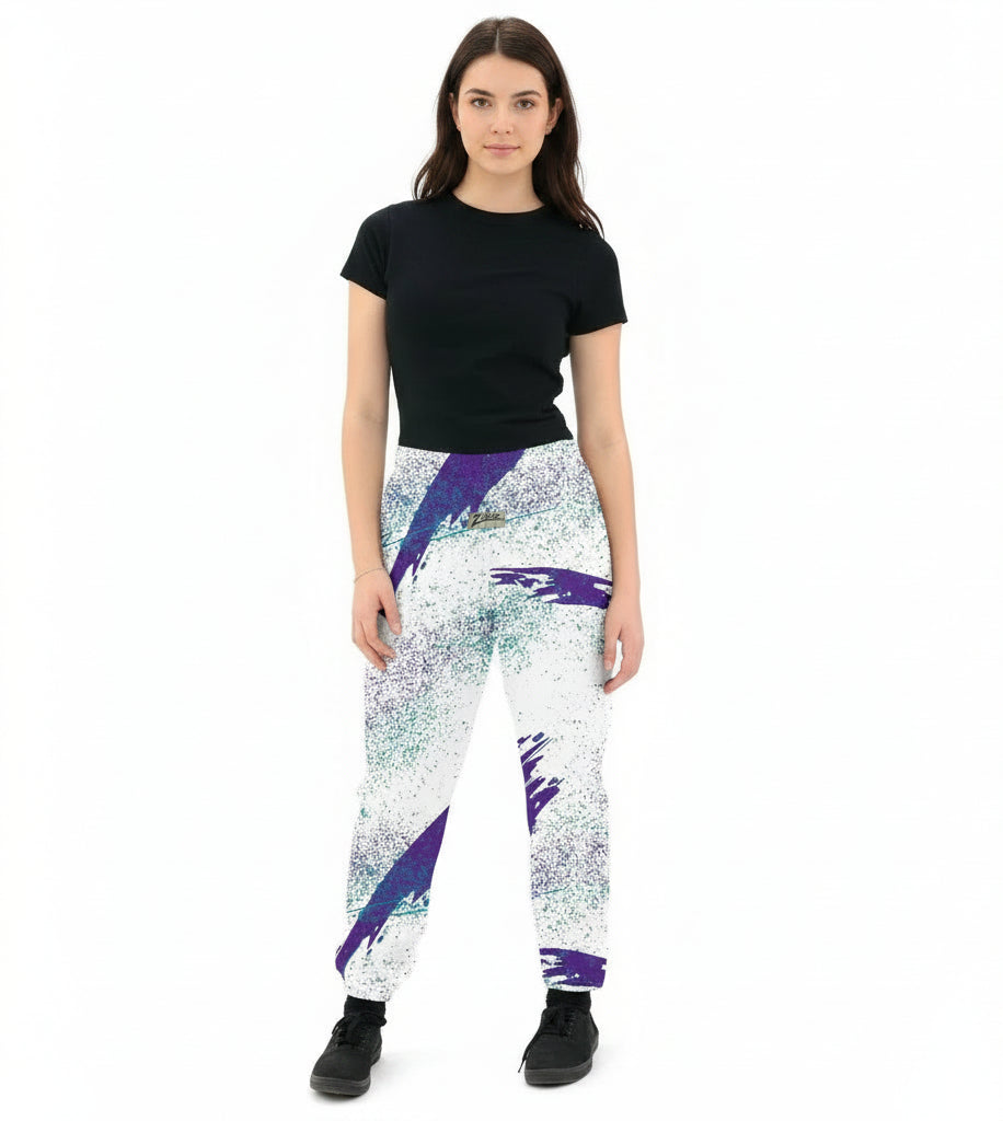 Zubaz Adult Unisex Z88 Confetti Pant, PURPLE/FLUORESCENT BLUE