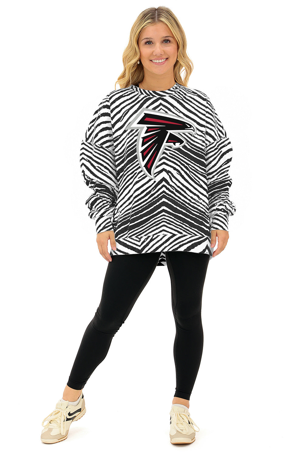 Zubaz NFL Atlanta Falcons Adult Unisex 90s Vintage 1 Color Zebra Crewneck Sweatshirt