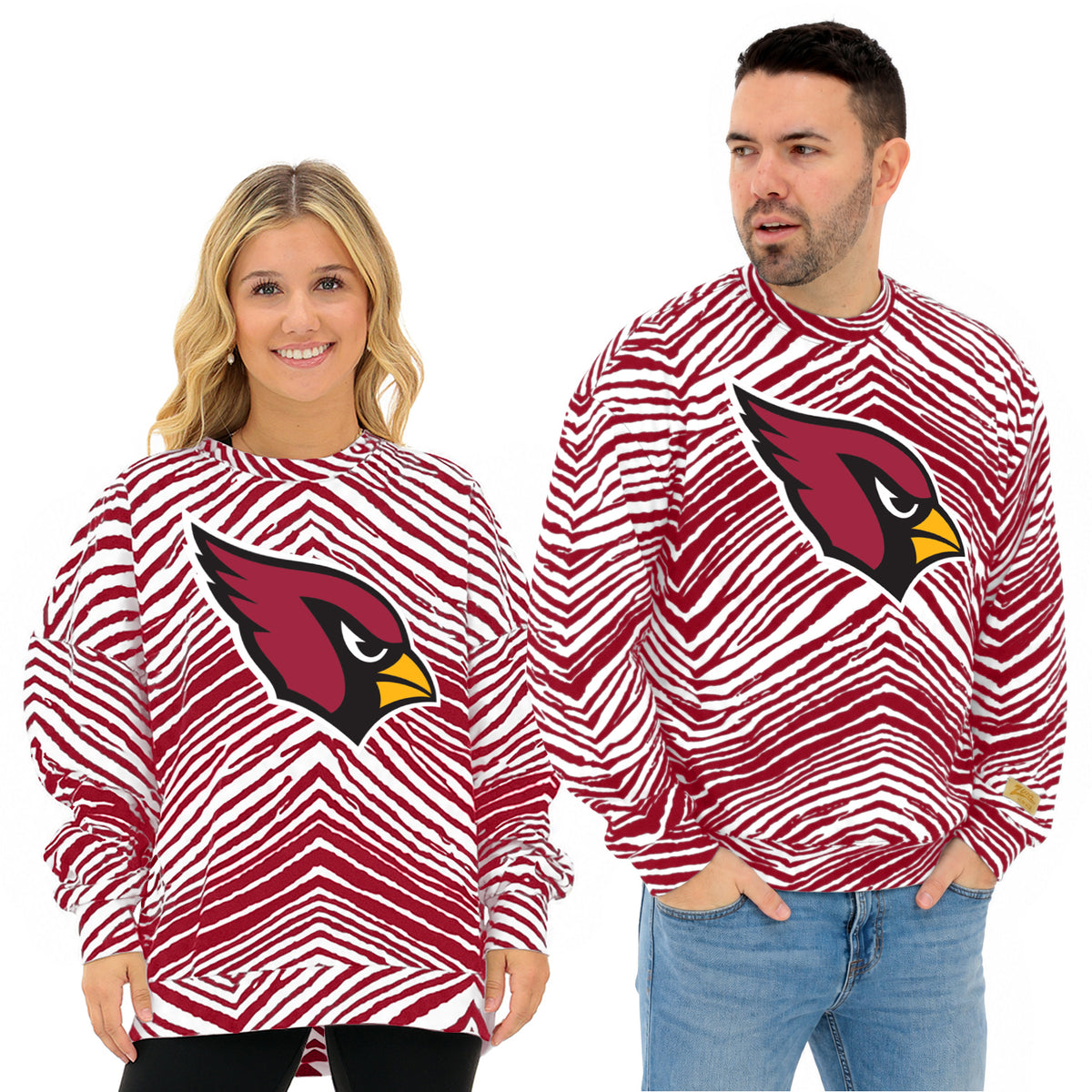 Zubaz NFL Arizona Cardinals Adult Unisex 90s Vintage 1 Color Zebra Crewneck Sweatshirt
