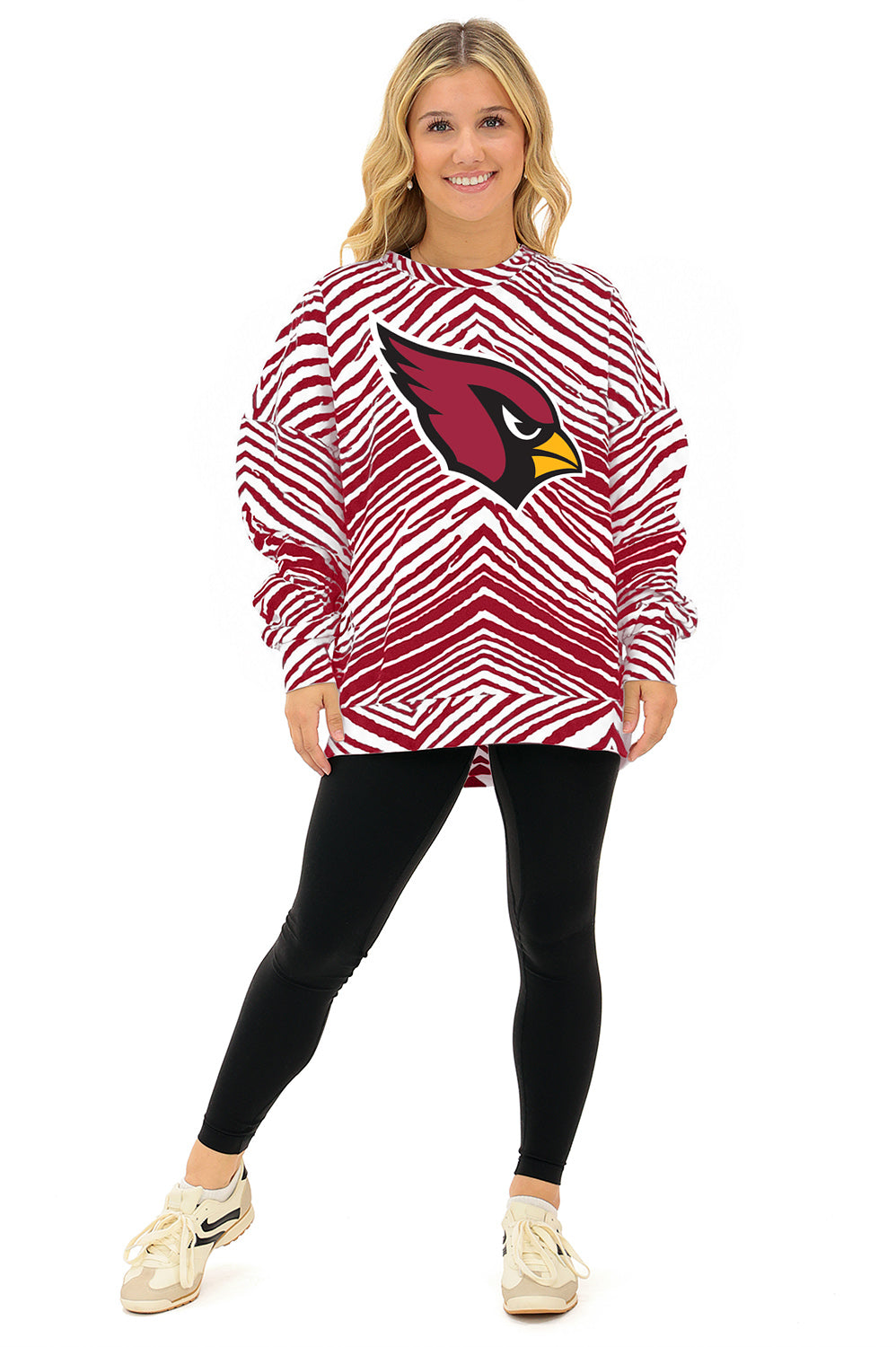 Zubaz NFL Arizona Cardinals Adult Unisex 90s Vintage 1 Color Zebra Crewneck Sweatshirt