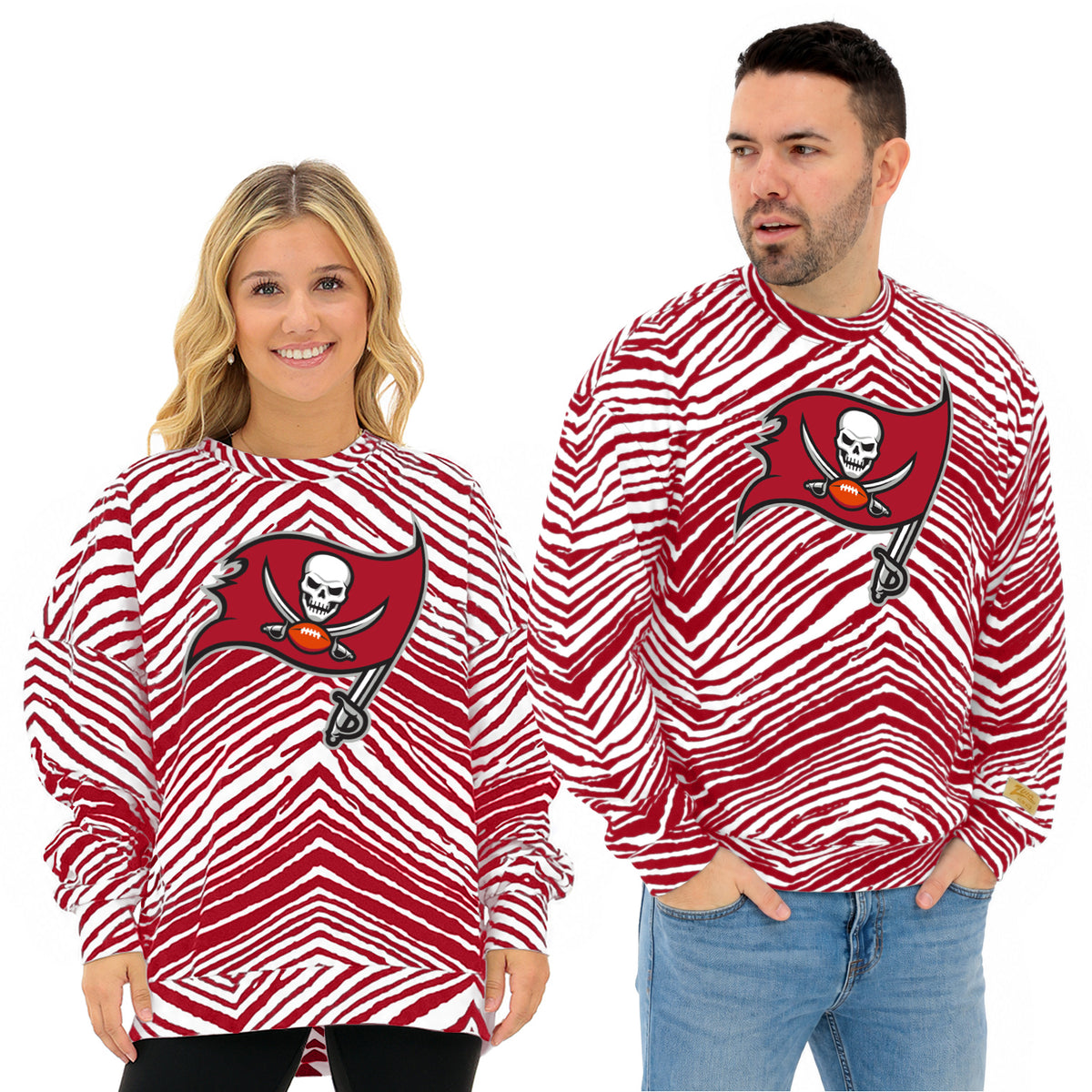 Zubaz NFL Tampa Bay Buccaneers Adult Unisex 90s Vintage 1 Color Zebra Crewneck Sweatshirt