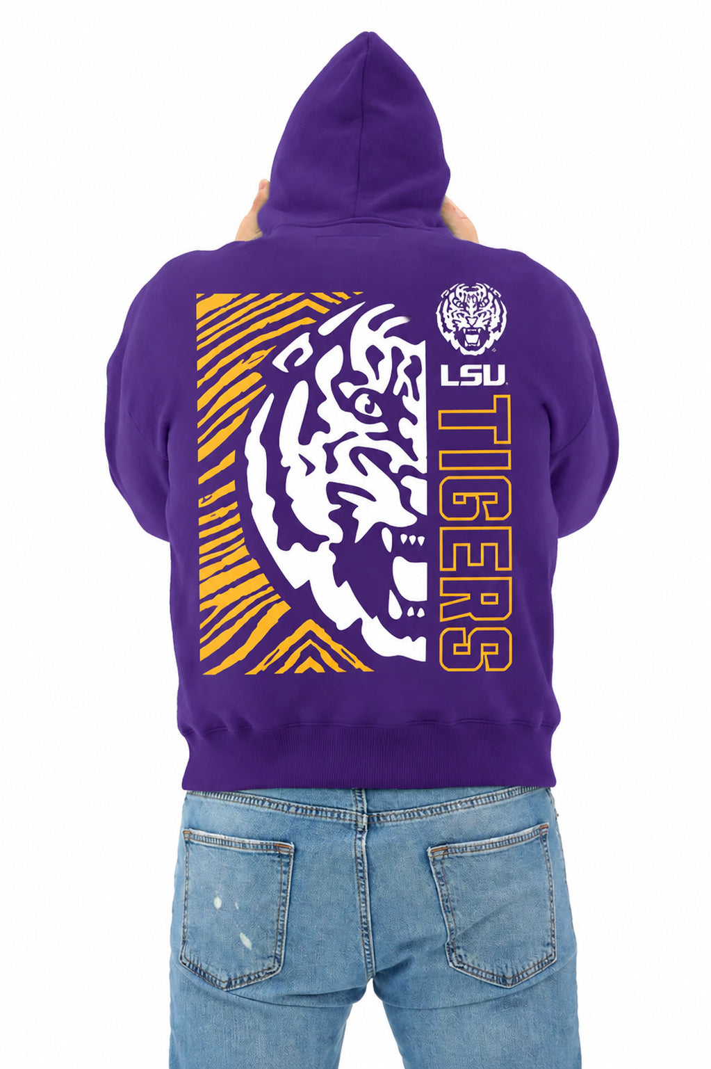 Zubaz NCAA LSU Tigers Unisex 2 Color Zebra 90s Vintage MVP Hoodie
