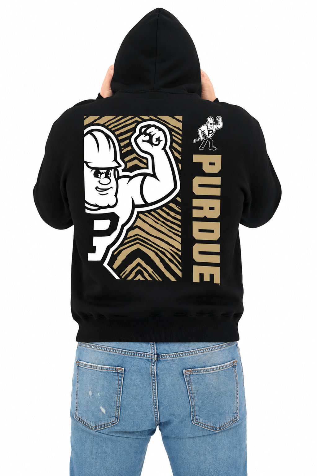 Zubaz NCAA Purdue Boilermakers Unisex 2 Color Zebra 90s Vintage MVP Hoodie