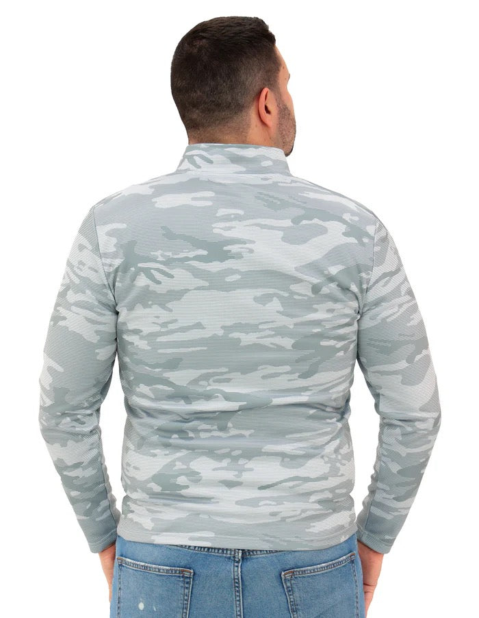 Zubaz NCAA Kansas Jayhawks Men's Tonal Camo Lines 1/4-Zip