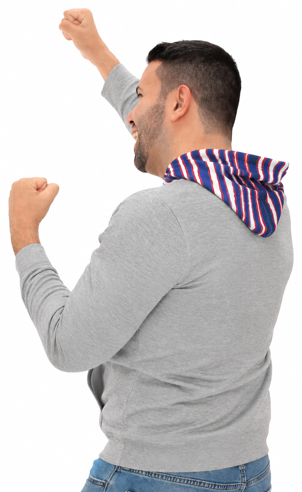 Zubaz NCAA Kansas Jayhawks Men's Gray 3 Color Zebra Hood Hoodie
