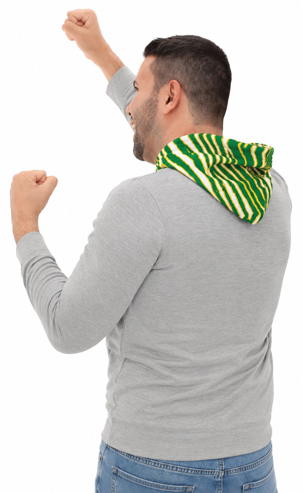 Zubaz NCAA Oregon Ducks Men's Gray 3 Color Zebra Hood Hoodie