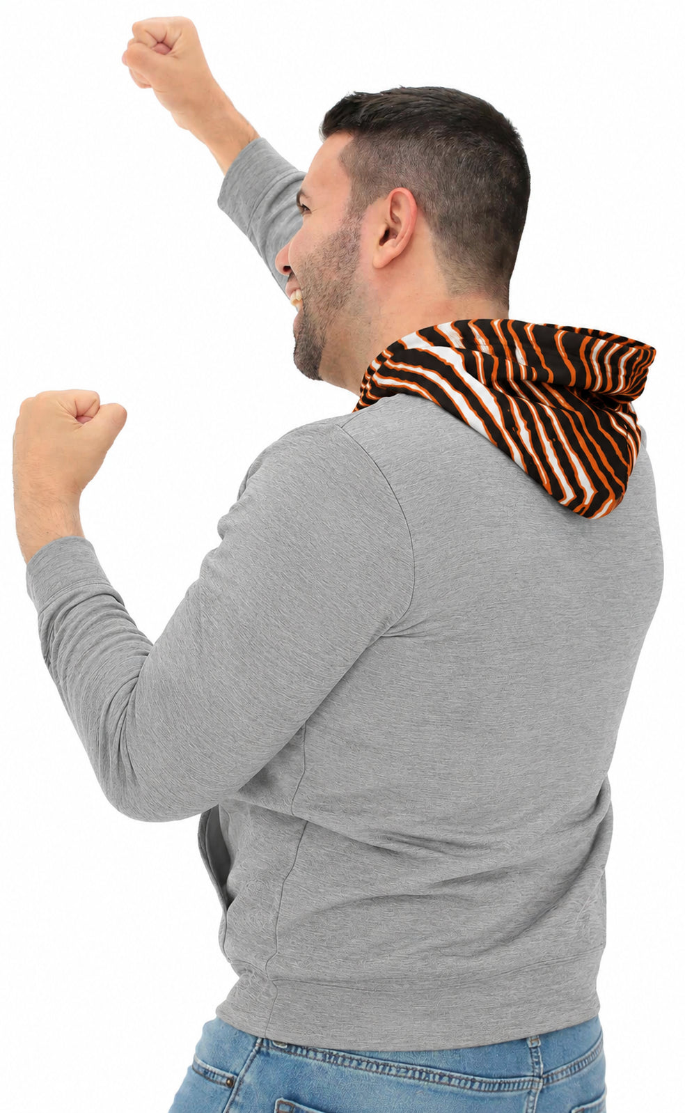 Zubaz NCAA Oregon State Beavers Men's Gray 3 Color Zebra Hood Hoodie