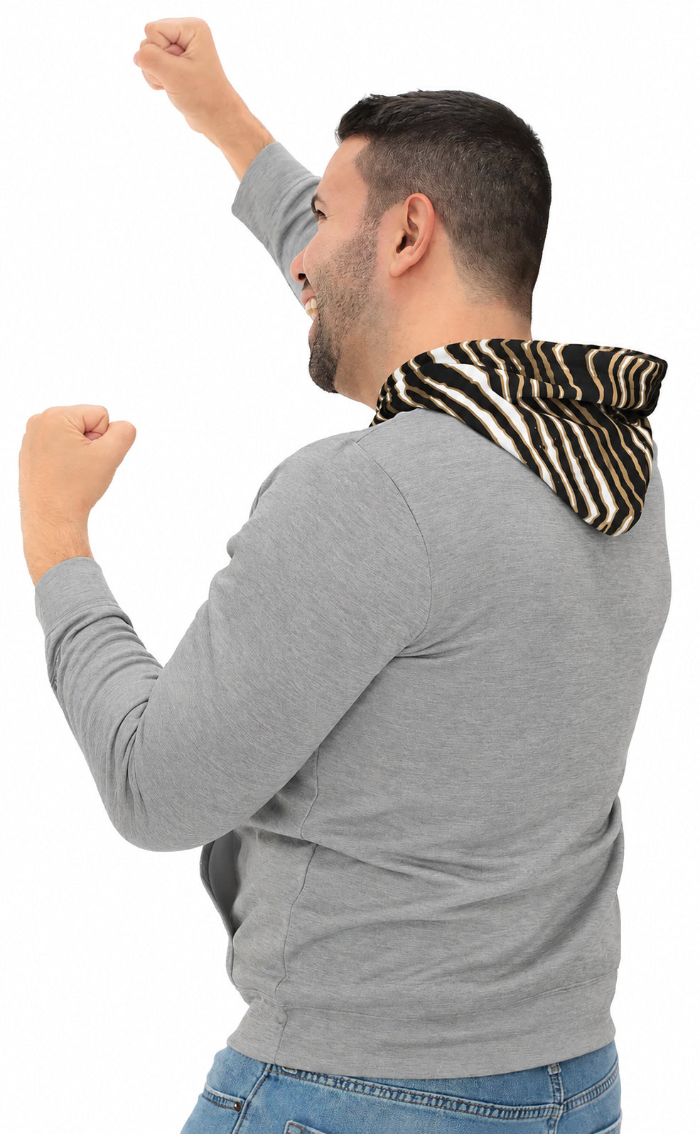 Zubaz NCAA Purdue Boilermakers Men's Gray 3 Color Zebra Hood Hoodie