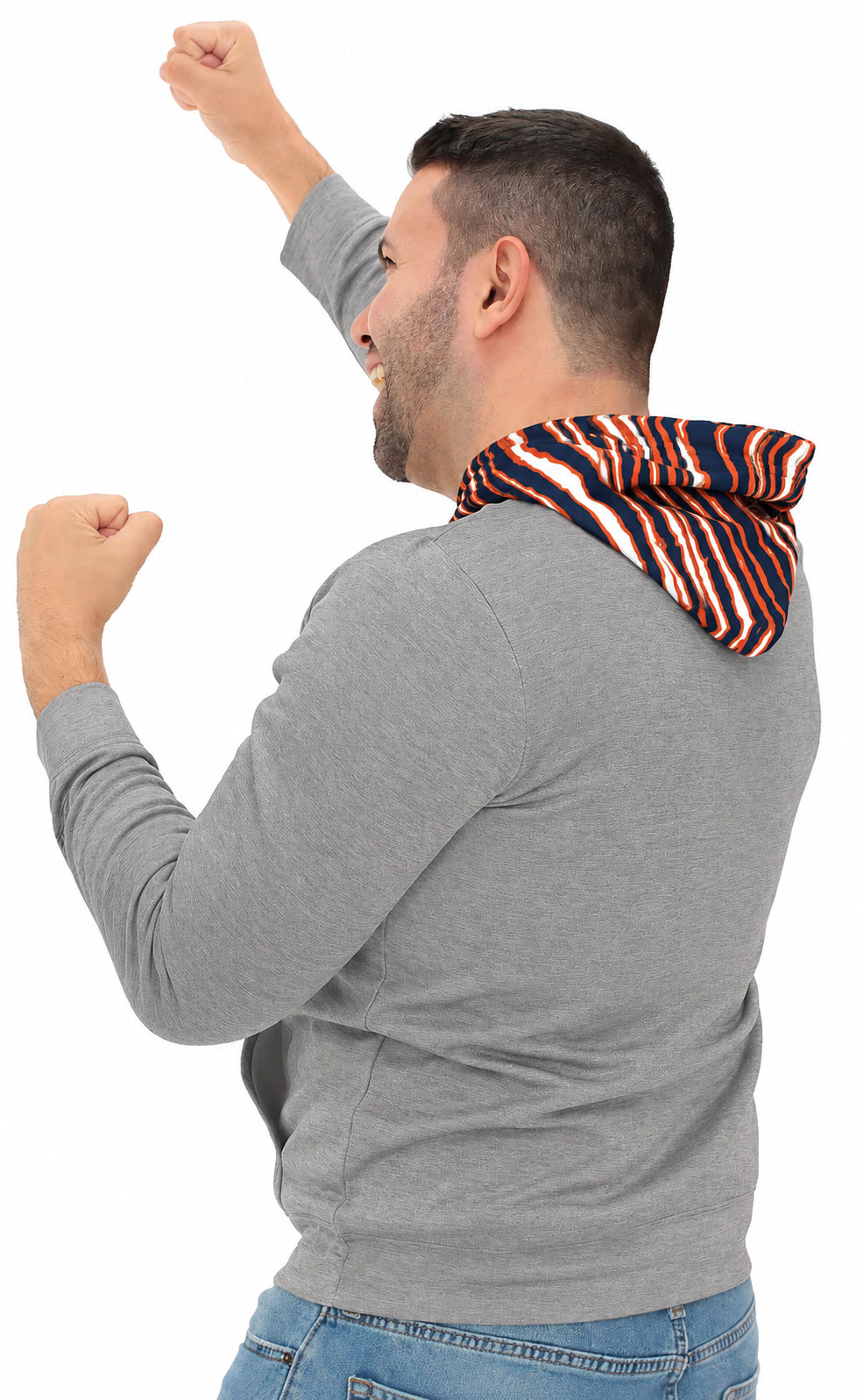 Zubaz NCAA Syracuse Orange Men's Gray 3 Color Zebra Hood Hoodie