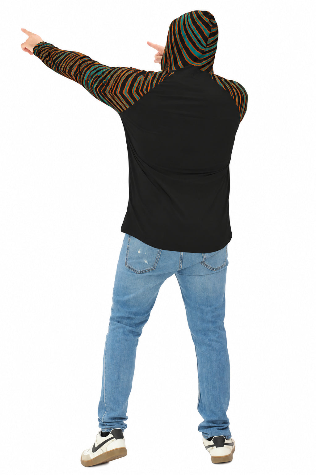 Zubaz NFL Men's Rivalry 3 Color Zebra Sleeves Lightweight Hoodie, Miami Dolphins