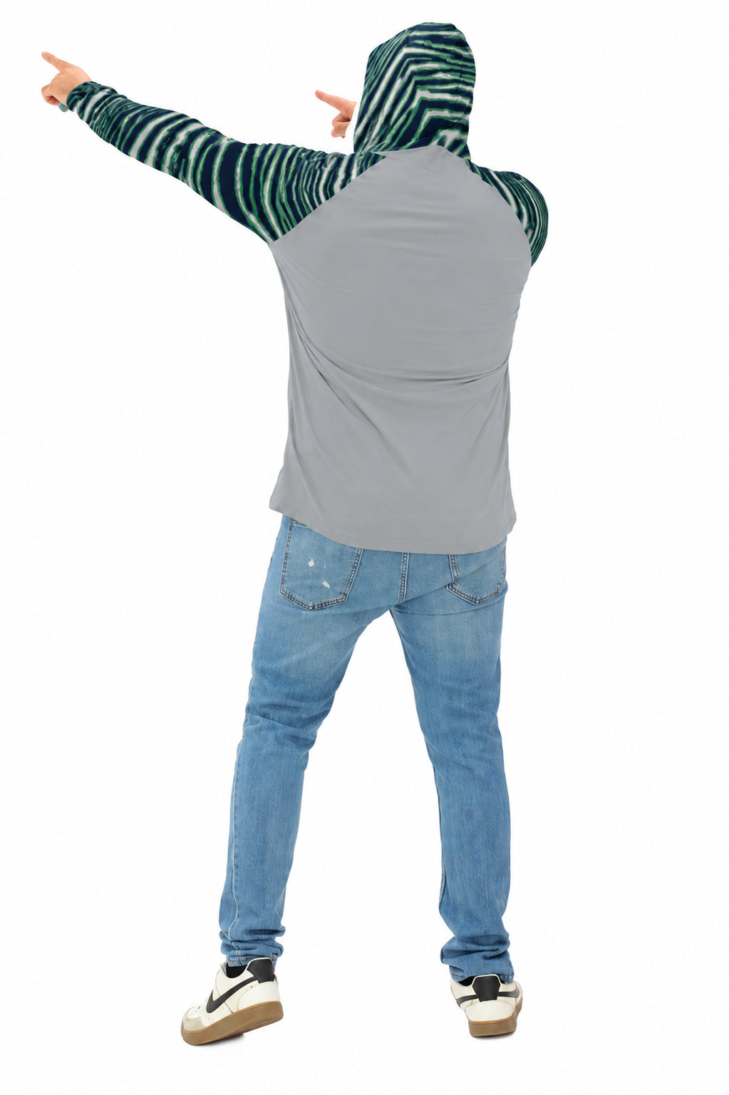 Zubaz NFL Men's Rivalry 3 Color Zebra Sleeves Lightweight Hoodie, Seattle Seahawks