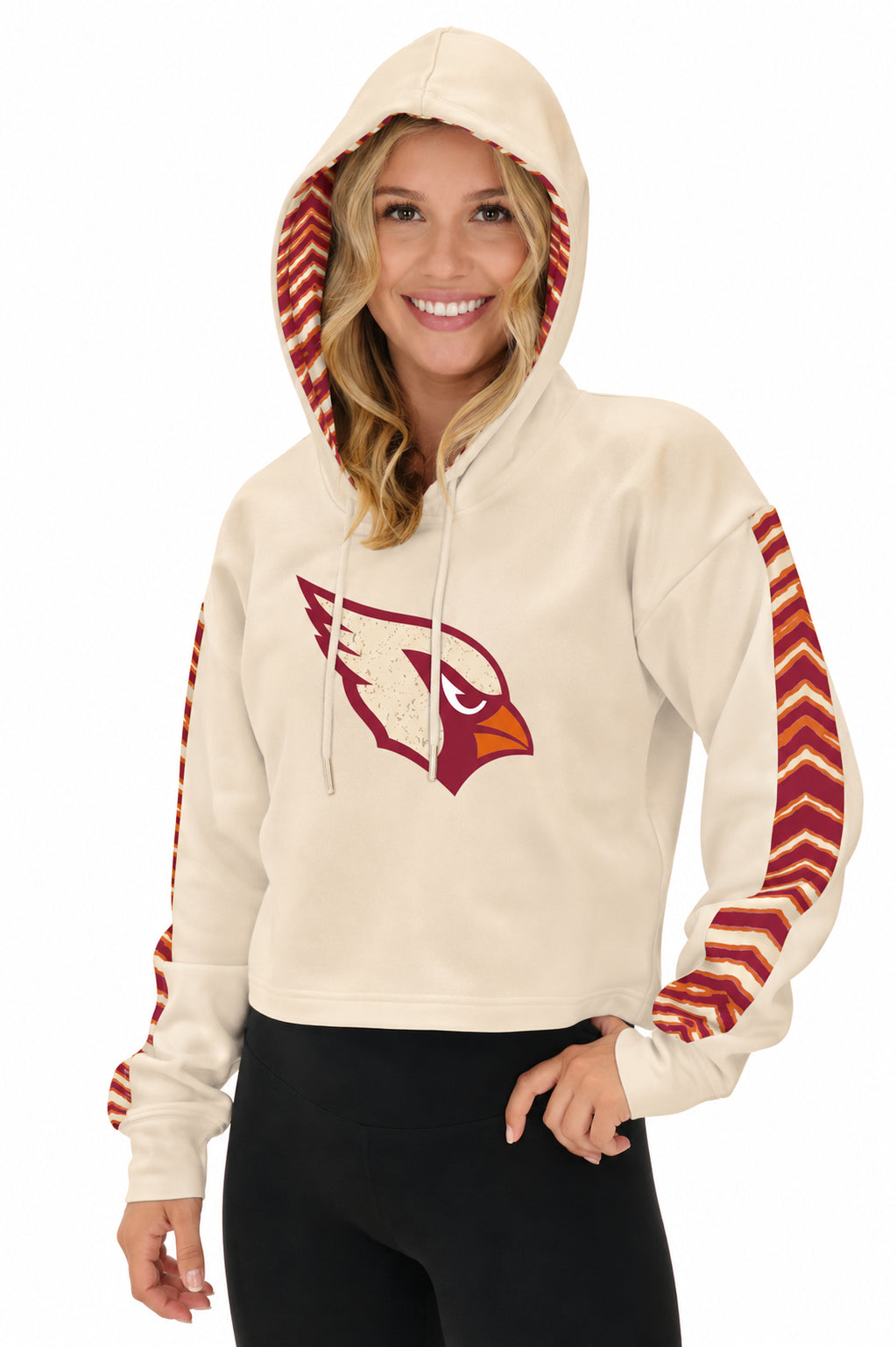 Zubaz NFL Women's Rivalry Pull Over Crop Top Hoodie - Arizona Cardinals