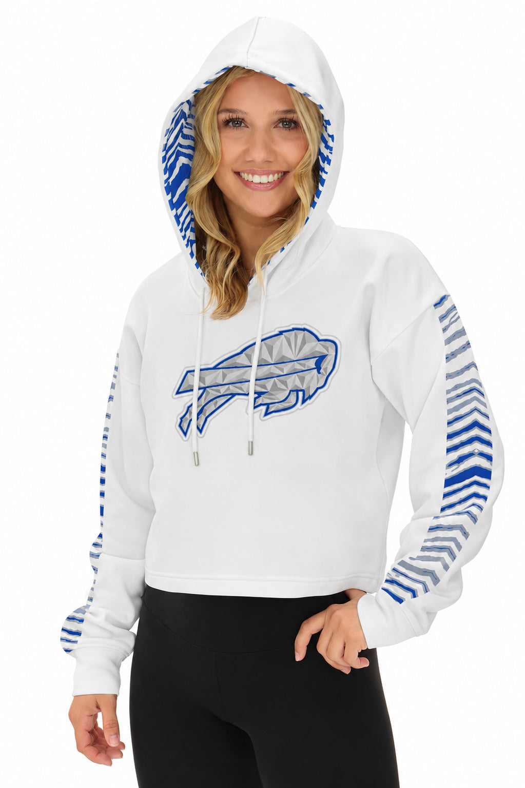 Zubaz NFL Women's Rivalry Pull Over Crop Top Hoodie - Buffalo Bills