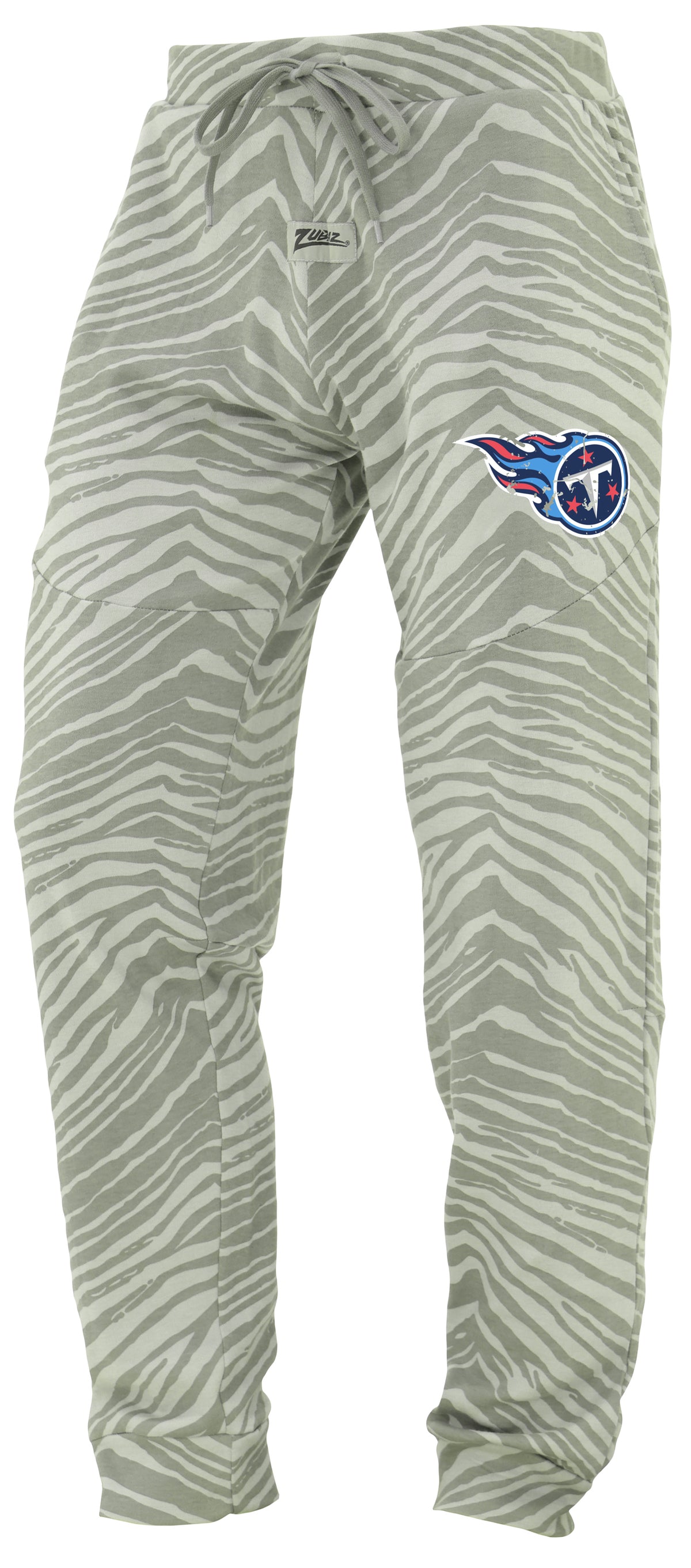 Zubaz NFL Men's Tonal Gray Zebra Print Speed Jogger Sweatpants with Distressed Logo - Tennessee Titans