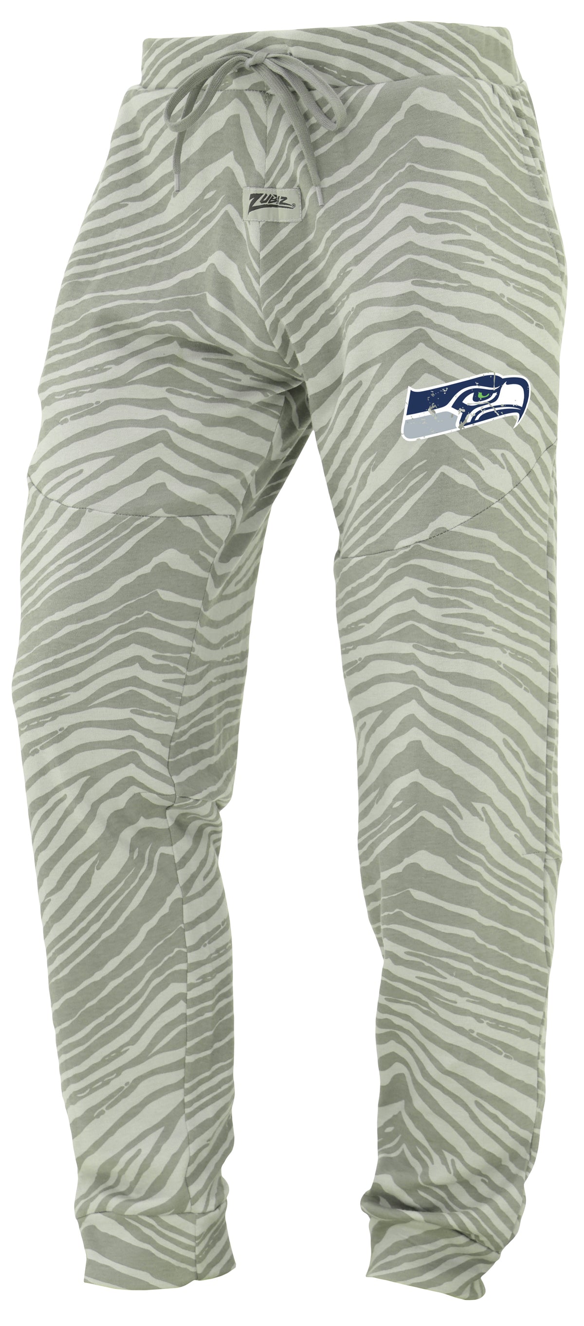 Zubaz NFL Men's Tonal Gray Zebra Print Speed Jogger Sweatpants with Distressed Logo - Seattle Seahawks