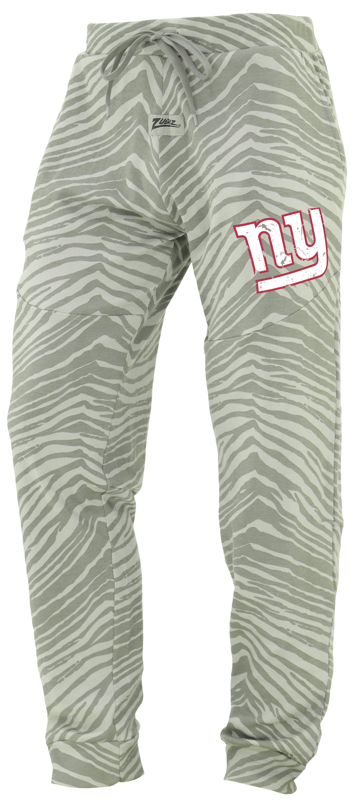 Zubaz NFL Men's Tonal Gray Zebra Print Speed Jogger Sweatpants with Distressed Logo - New York Giants