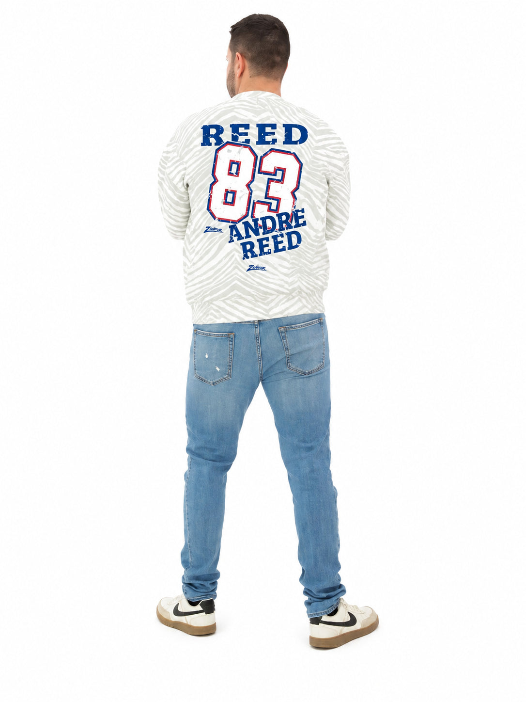 Andre Reed Buffalo Bills Legends Full Back Zebra Crewneck - back